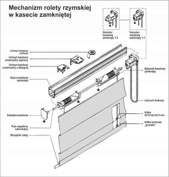 ROLETA RZYMSKA MECHANIZM KOMPLETNY 60 CM WYMIAR Marka inna marka