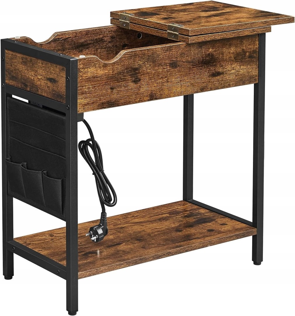 Nočná Skrinka Stolík s kontaktom Usb Otvárací úložný priestor Industriálny Loft