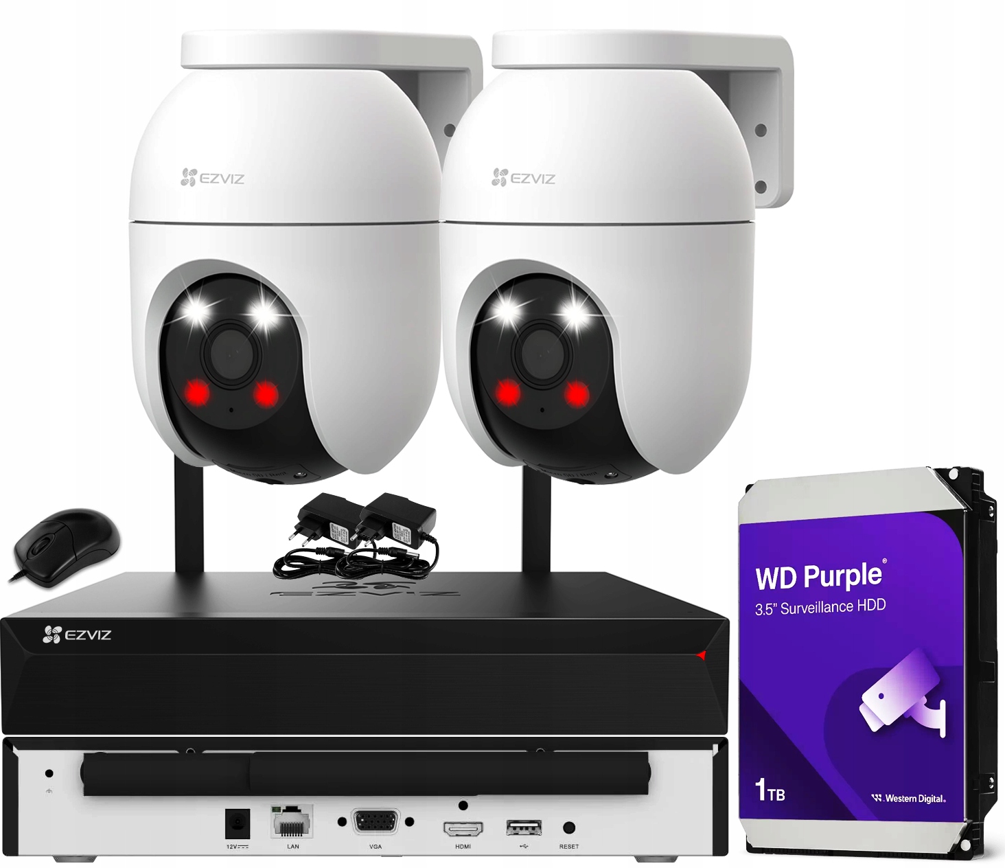 WiFi monitorovací sada Ezviz 2 kamery 5Mpx Otočná o 360° záznamník 1TB