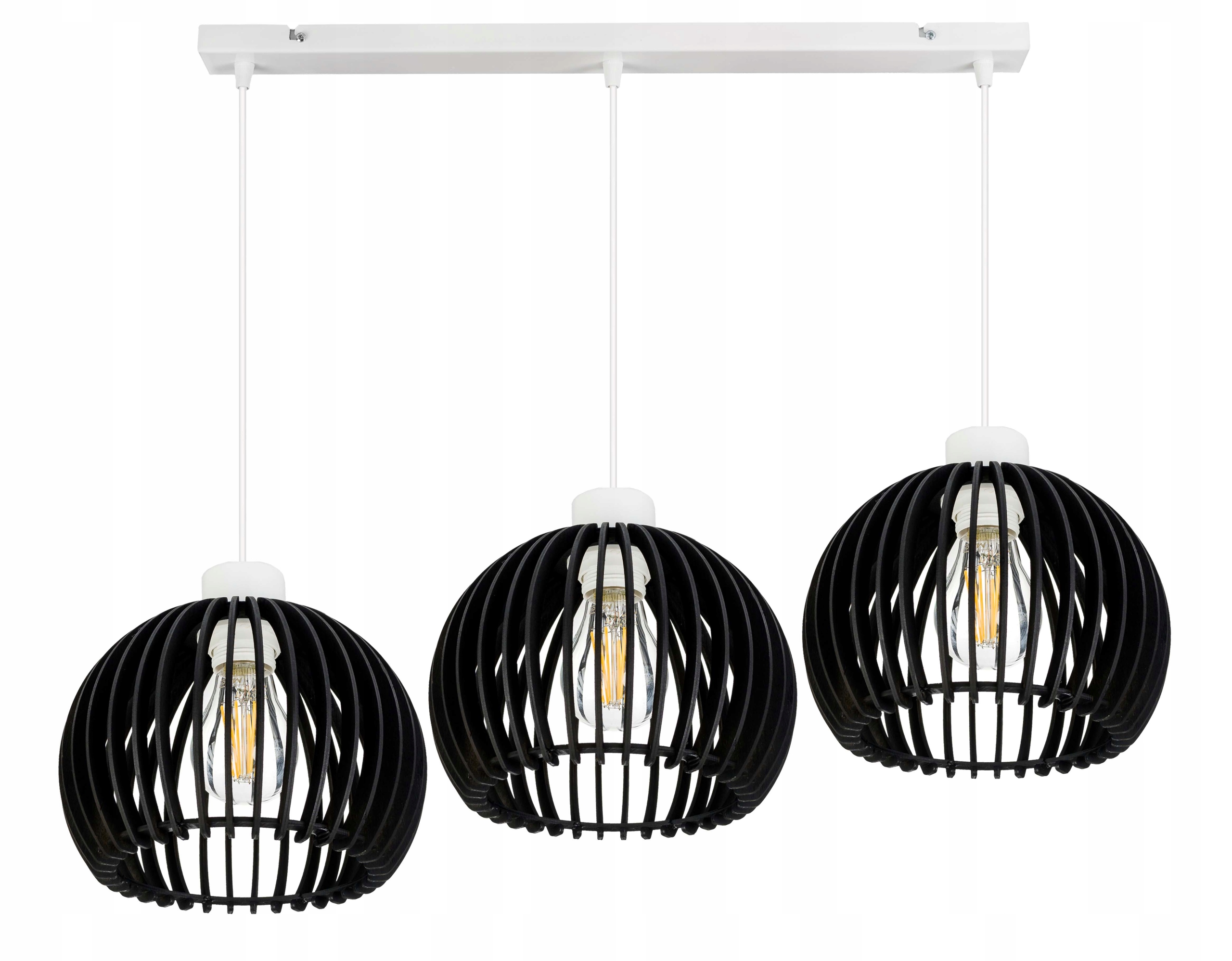 Závěsná lampa závěsný stropní lustr Loft stínidlo koule 36 Dřevo na 3x E27