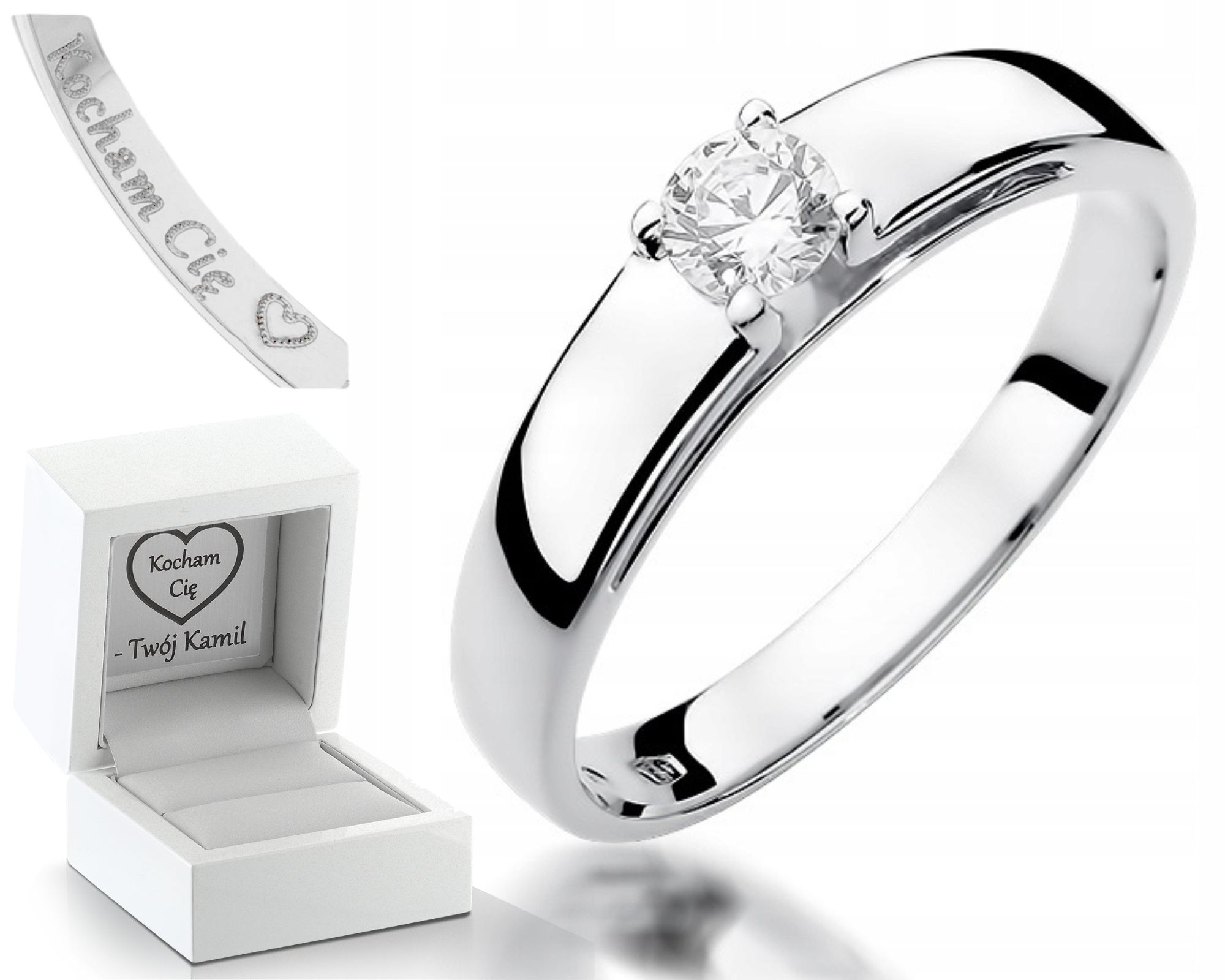 Prstýnek Briliant 0,23 Ct Bílé Zlato 585 Gravírování