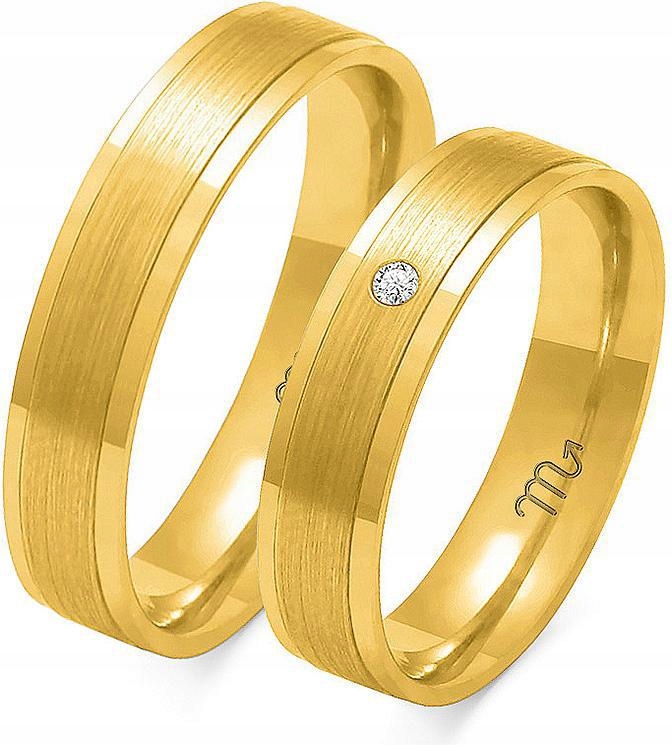 Zlaté snubní prsteny na svatba pro pár 14K 585 vel. 35 36 37, módní svatební kolekce
