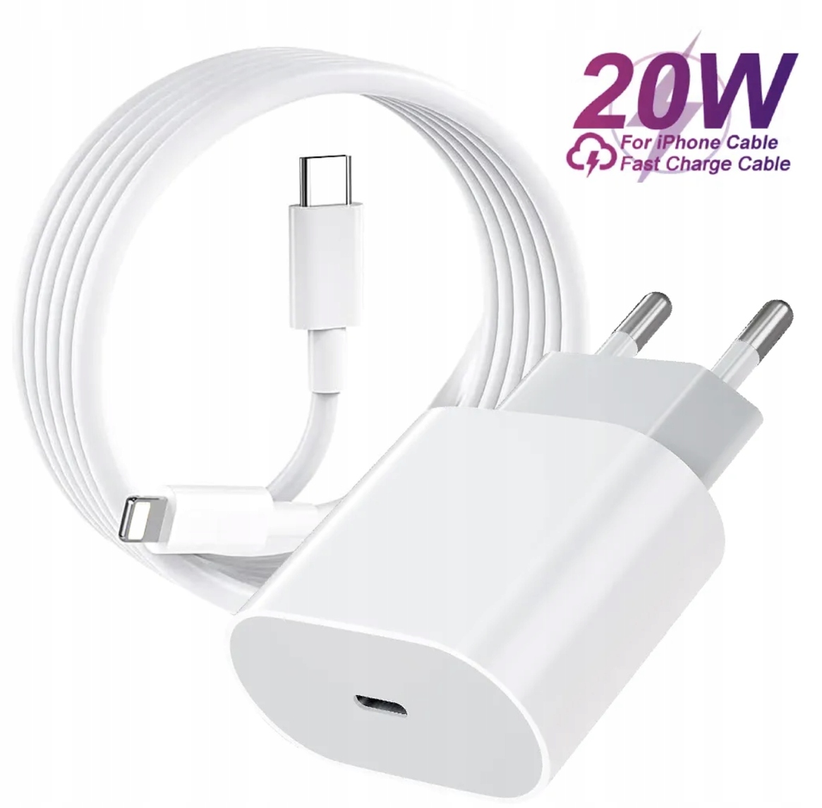 SZYBKA ŁADOWARKA 20W USB C iPhone Apple ZESTAW Z KABLEM