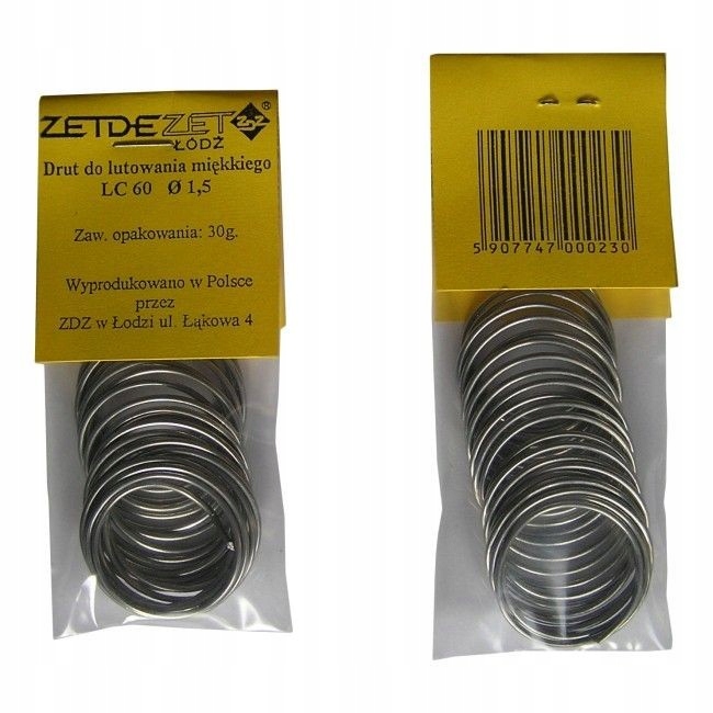 

Drut do lutowania Spoiwo Cyna-tinol 1,5mm 30g Zdz