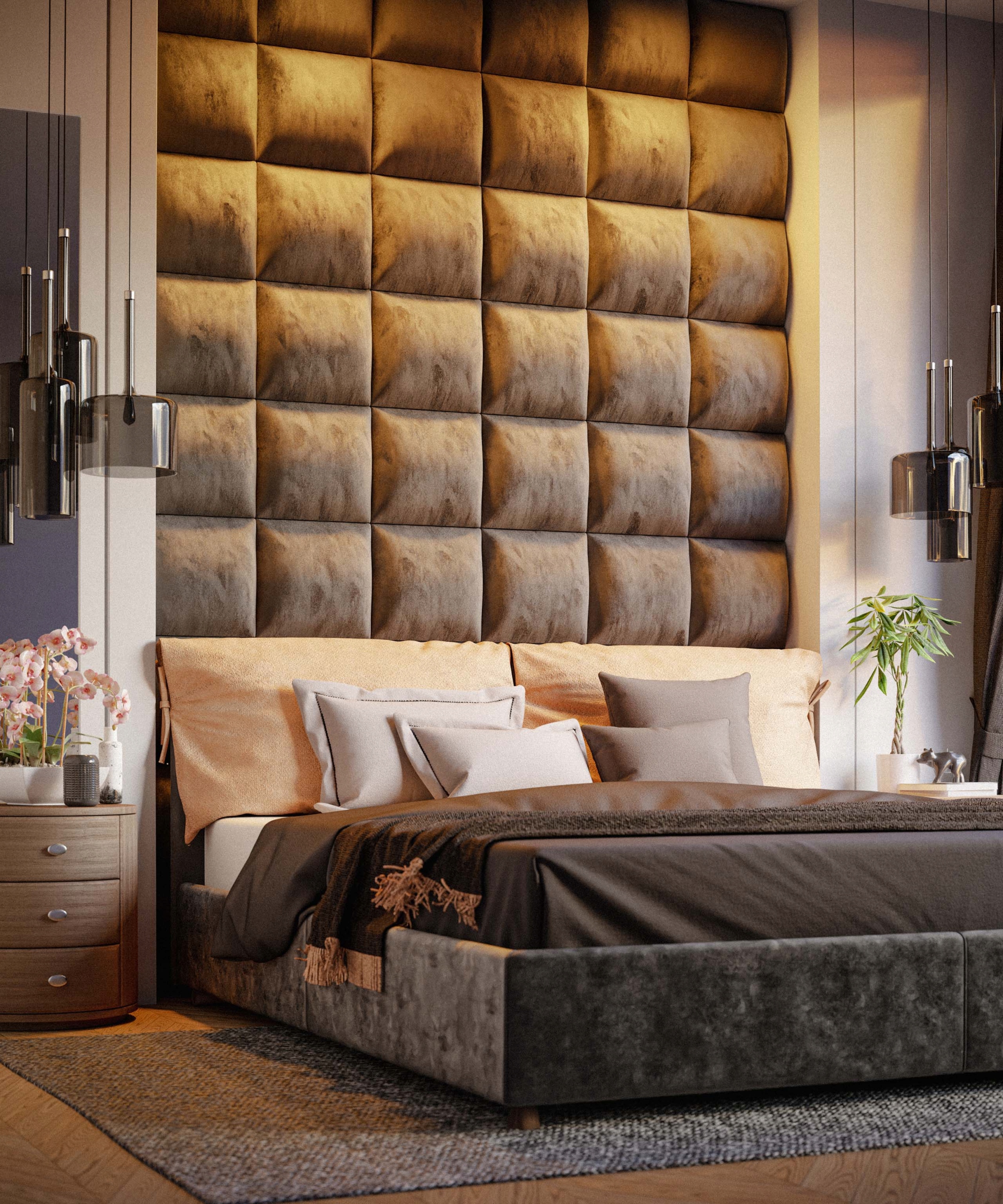 PANELE TAPICEROWANE NA ŚCIANĘ 50x50 ZAGŁÓWEK WELUR Wysokość mebla 50 cm