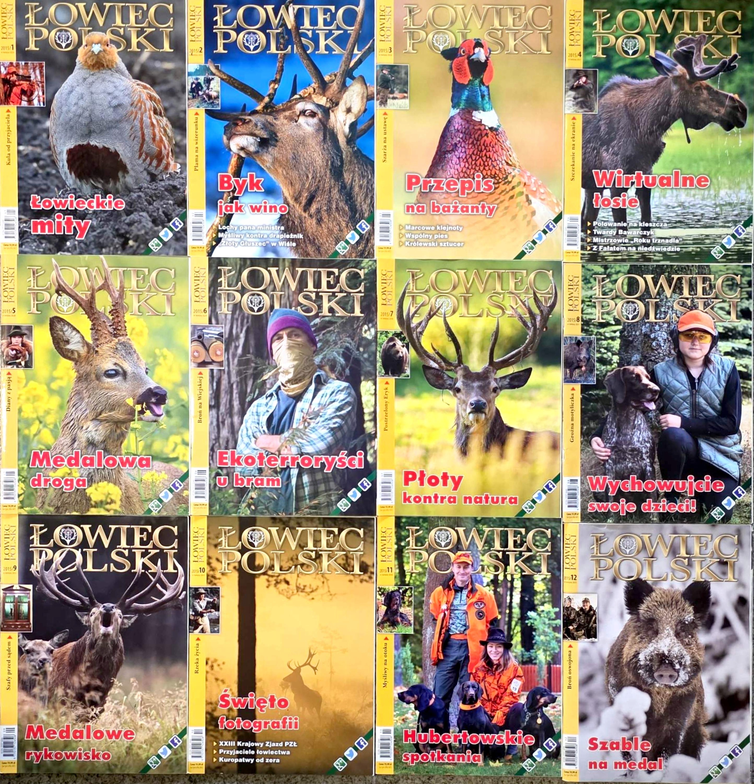 MIESIĘCZNIK ŁOWIEC POLSKI KOMPLETNY ROCZNIK 2015 12 NUMERÓW
