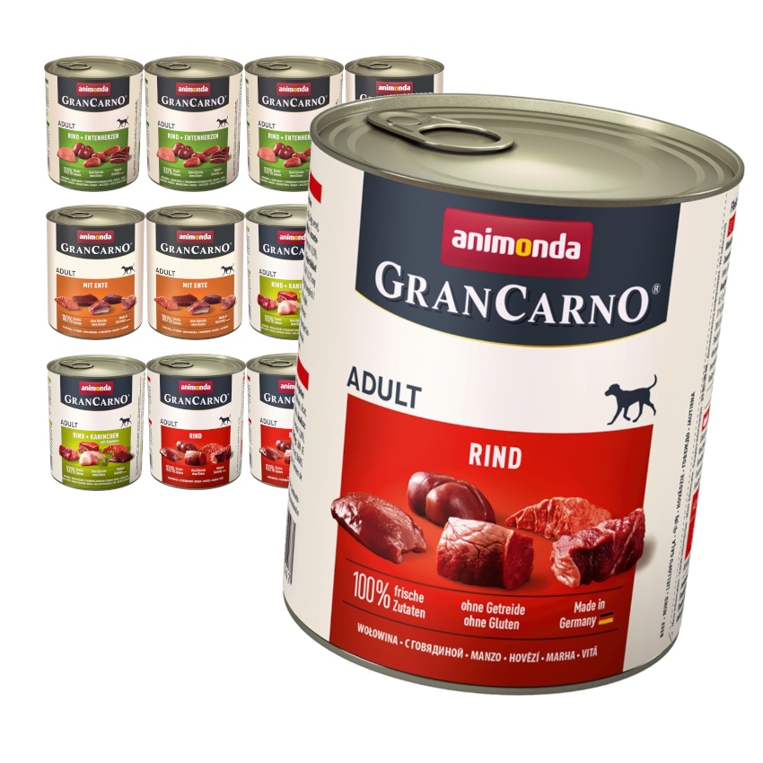 Levně Animonda GranCarno Adult 12x800g Vlhké Krmivo pro psy Mix 4 příchutí