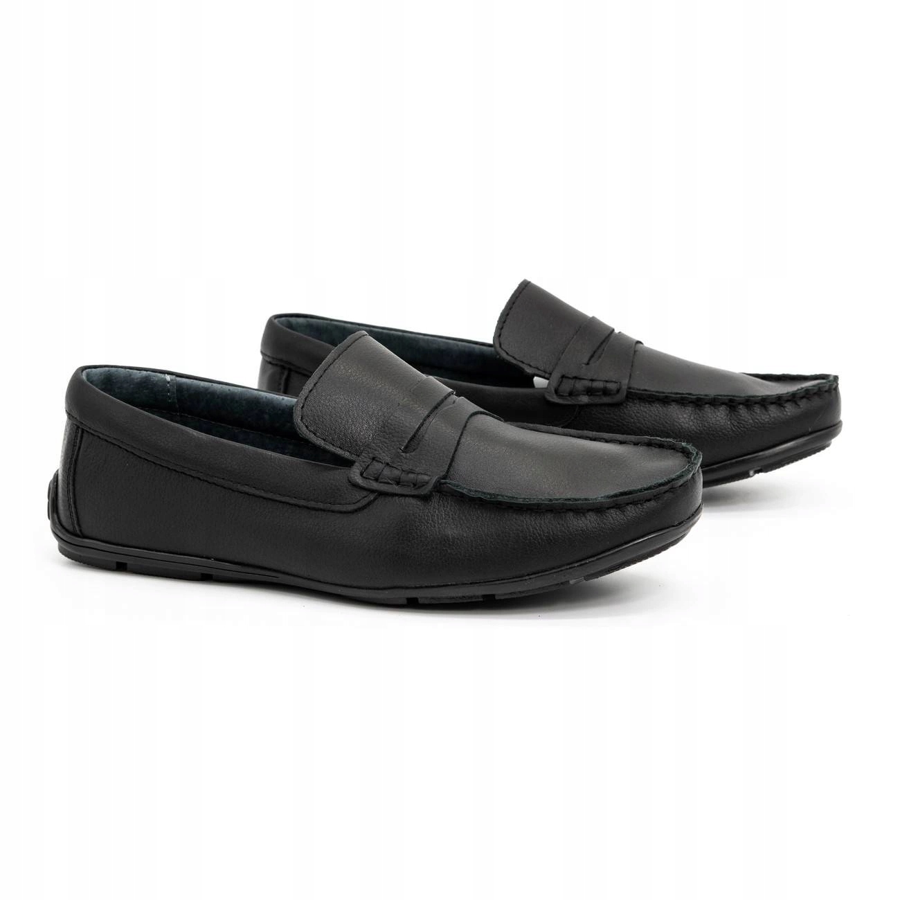 Buty męskie mokasyny skórzane 894MA czarne wsuwane produkt polski 42 Rozmiar 42