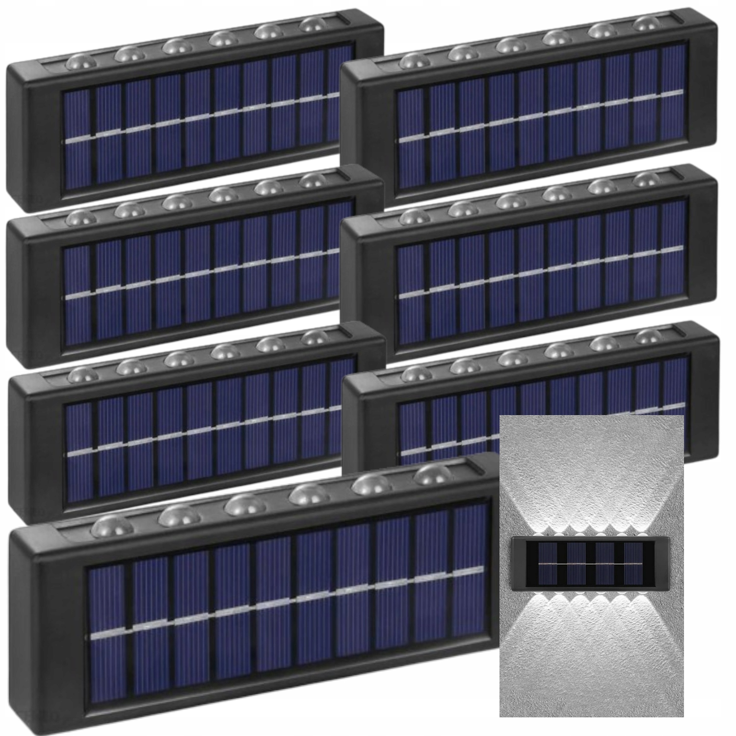 7x Solární Led lampa Venkovní Vodotěsná na balkon Terasa Režim Nahoru Dolů