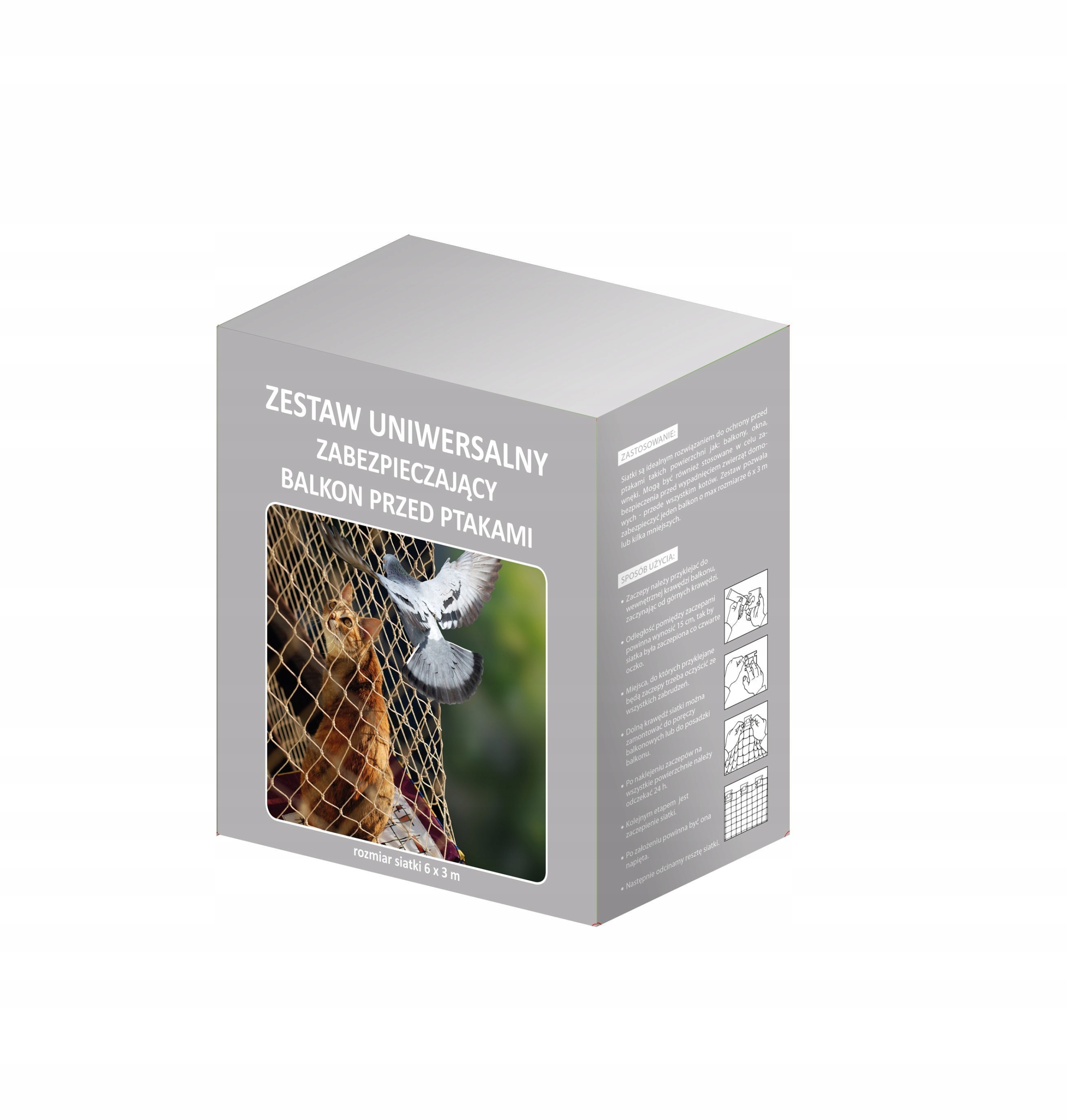 Siatka ochronna na balkon zestaw 6x3 m