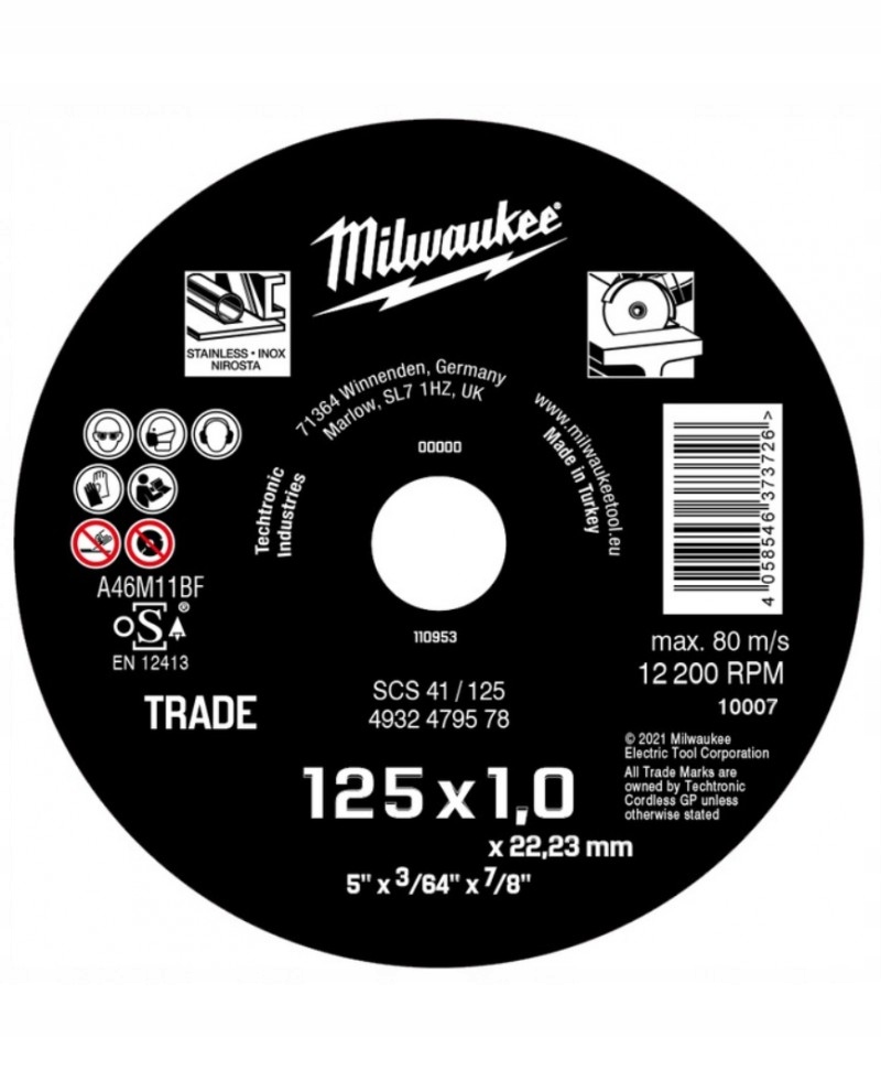 

Milwaukee Tarcza do metalu 125mm x 1mm Inox 1szt