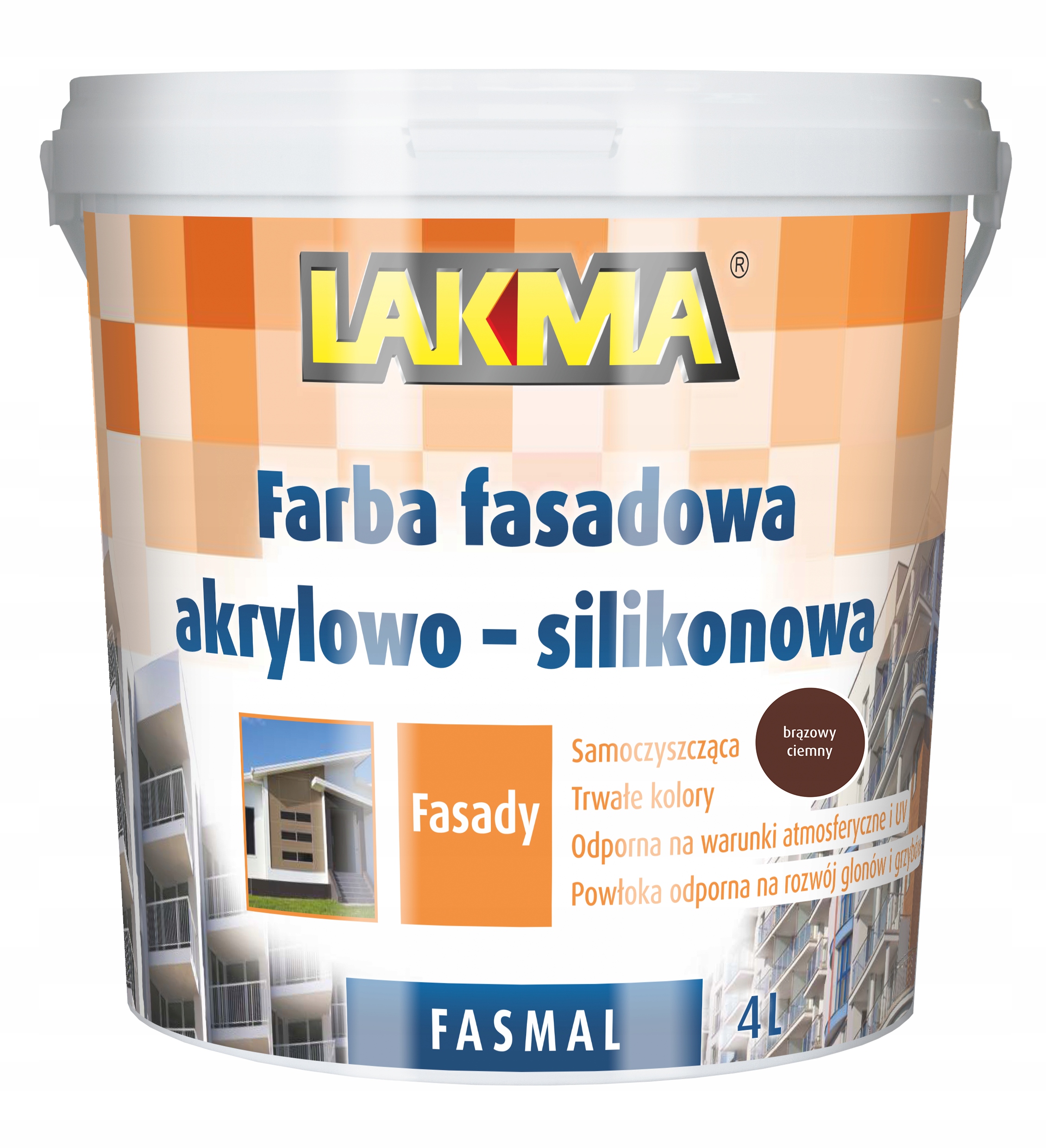Lakma Fasmal Farba Elewacyjna Fasadowa Akrylowo-Silikonowa Mocna Brązowa 4L