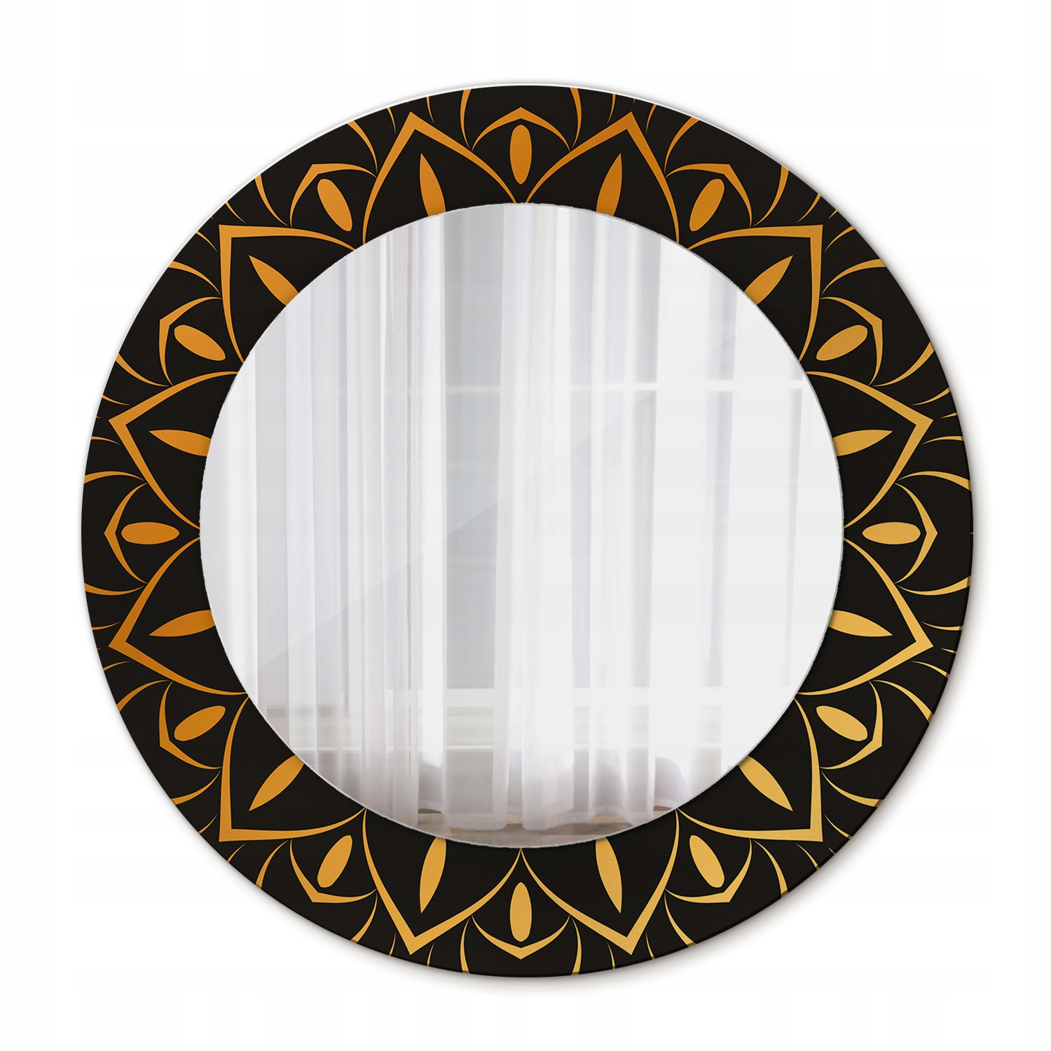 Závesné zrkadlo so skleneným fotorámom Mandala 50 cm