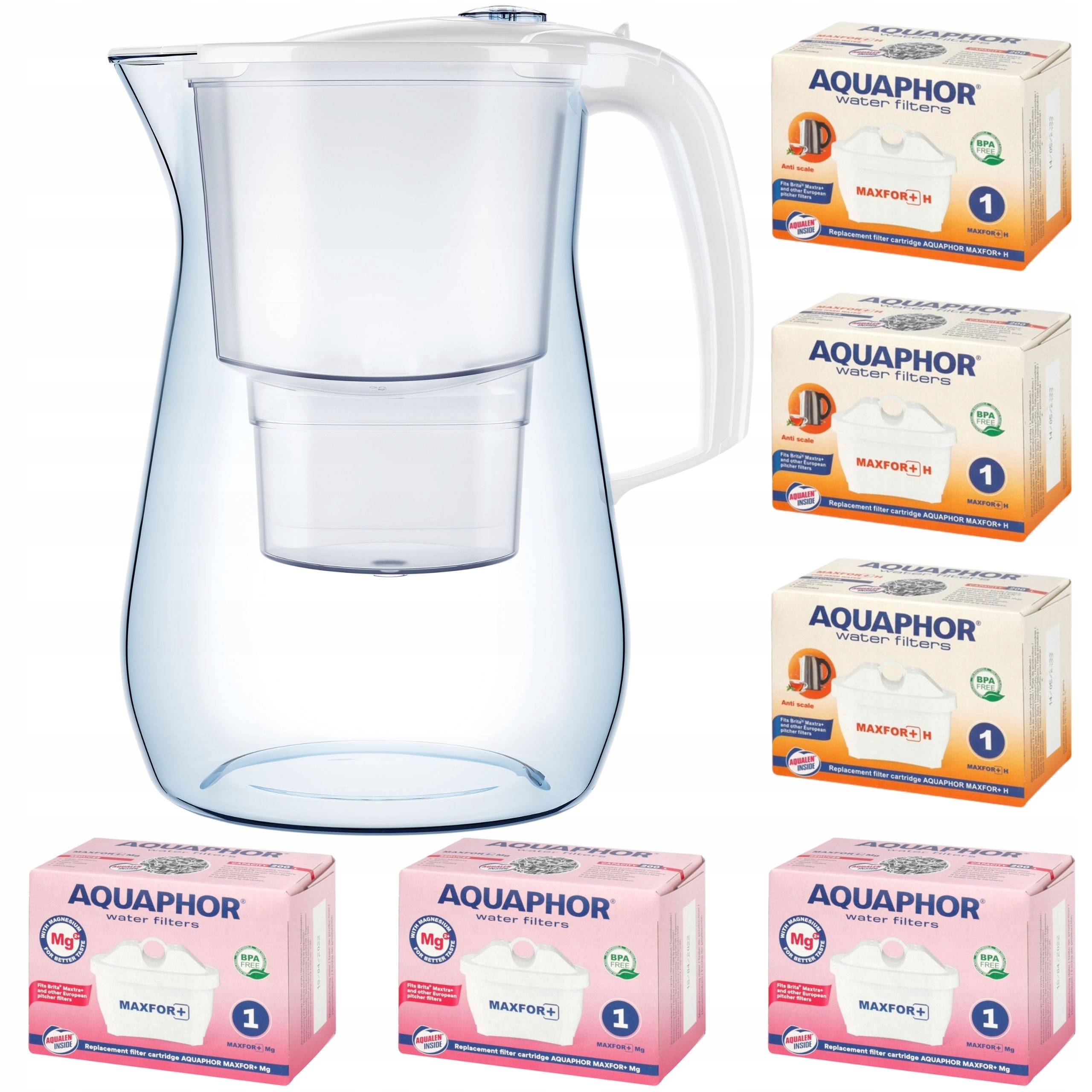 Dzbanek filtrujący Aquaphor Onyx 4,2 l 6 wkładów (3Mg +3H), biały
