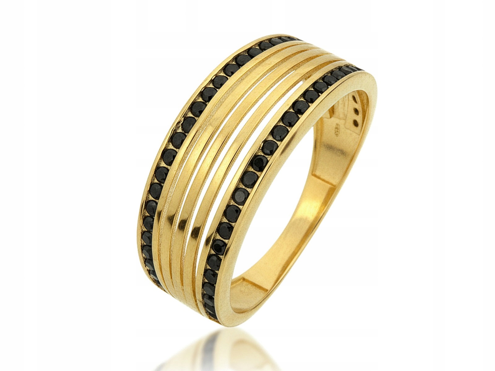 Prstýnek 585 Ažurový 20r s černými kameny 2.49 g