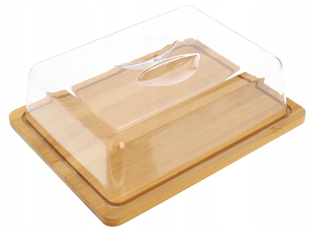DESKA BAMBUSOWA POJEMNIK Z KLOSZEM PATERA 24x18CM
