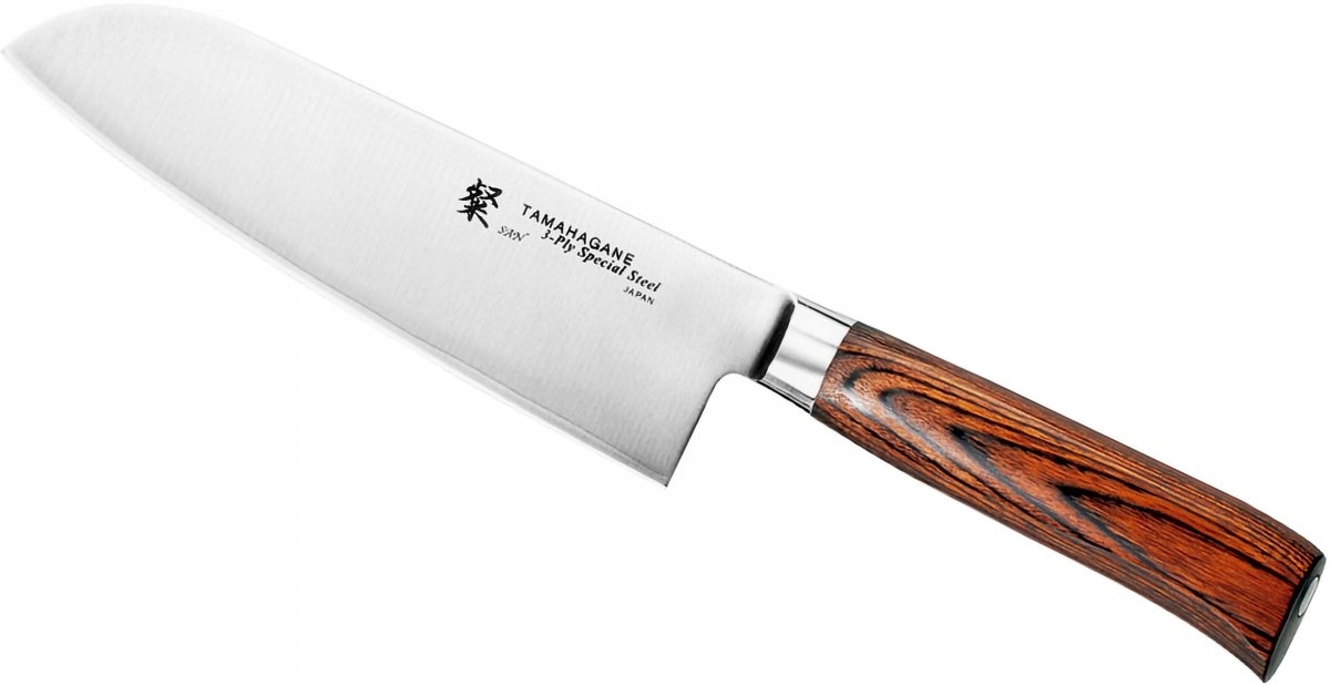 Tamahagane San Brown Nôž Santoku 17,5 cm