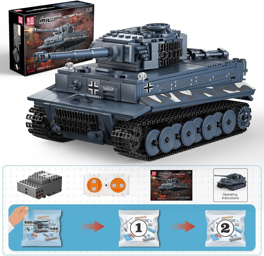CZOŁG TIGER 20014 Z KLOCKÓW ZDALNIE STEROWANY R/C 800 elementów MOULD KING Kod producenta 20014