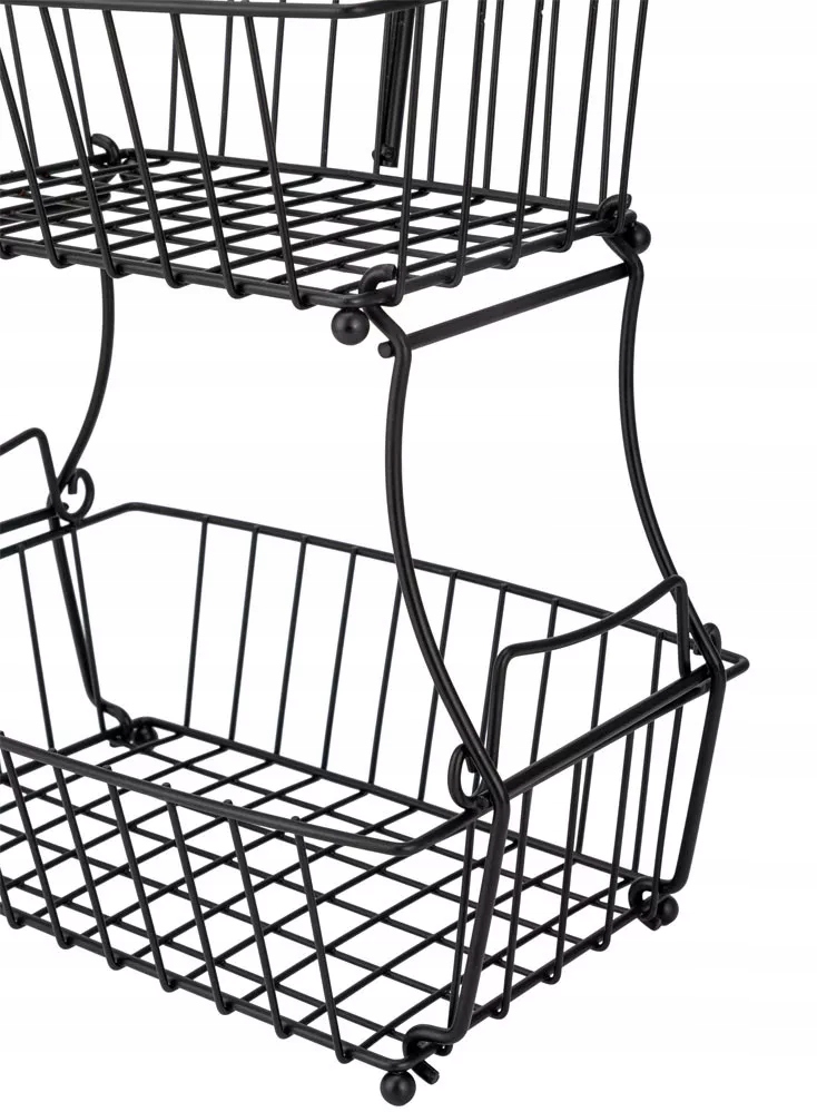 KOSZYK NA OWOCE DWUPOZIOMOWY CZARNY Z UCHWYTEM Marka Elitehoff