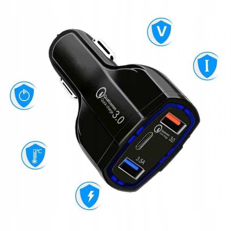Ładowarka samochodowa USB QC 3.0 2x +USB TYP C 35W Producent GSM-Hurt