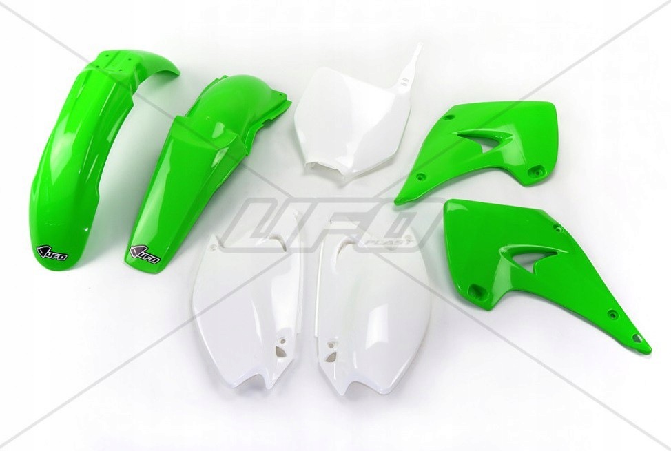 Ufo Sada Plastov Kawasaki Kx 125 250 '03-'10 Farba Oem Zelená/biela