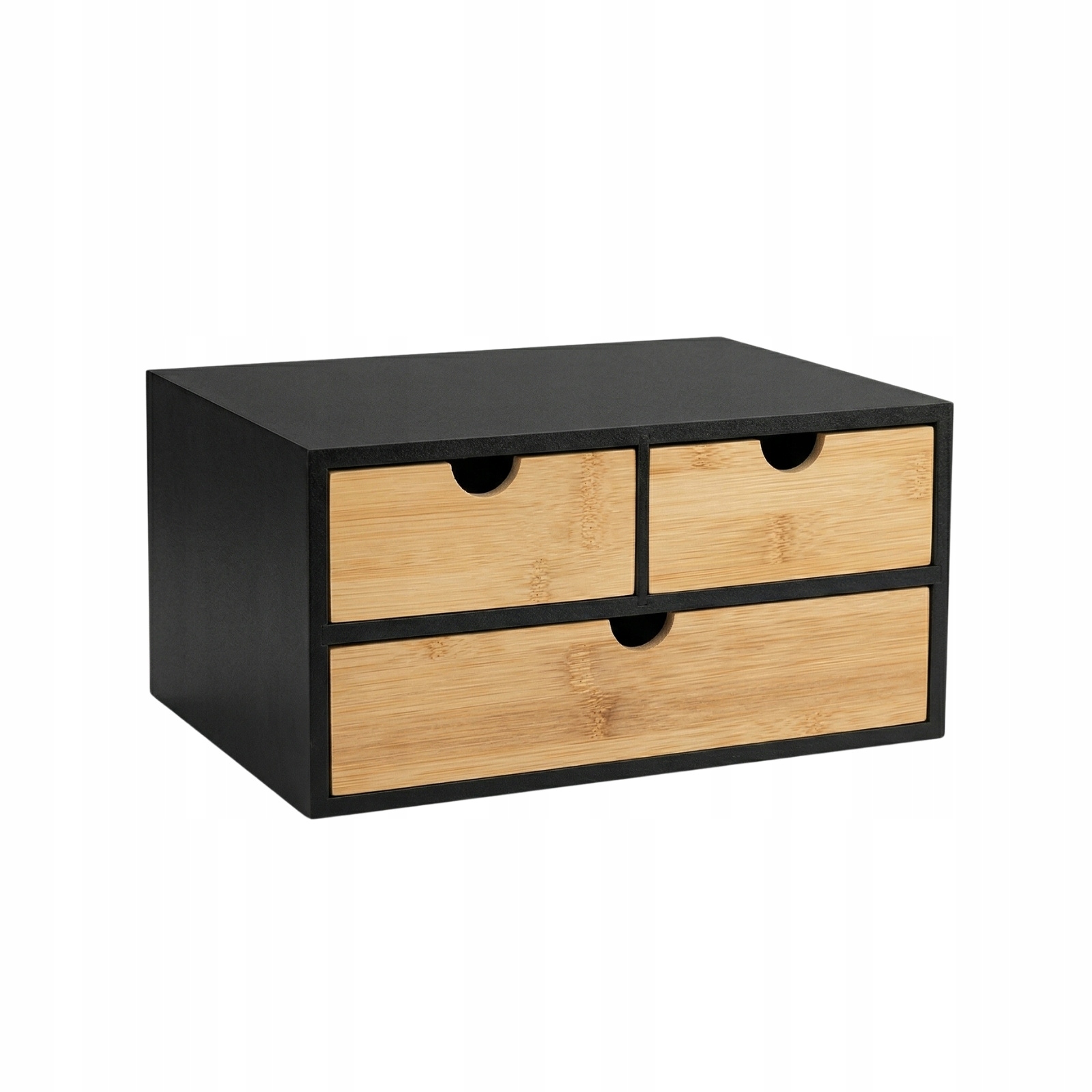 Bambusowy Organizer Na Biurko Z 3 Szufladami Czarny 32X25X16 CM