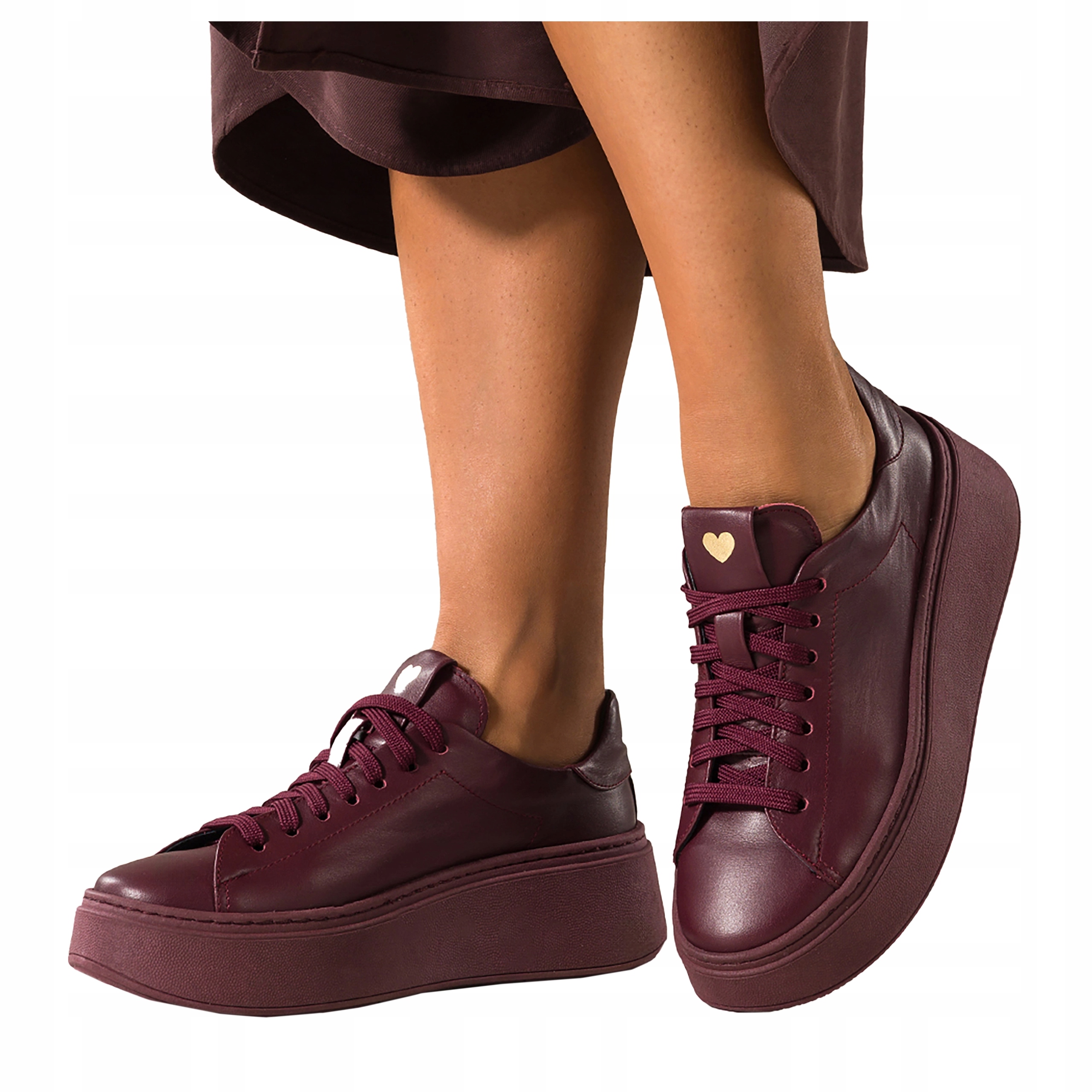 Bordové Tenisky Kožené Dámské Sportovní Platforma Šněrovací Módní vel 41