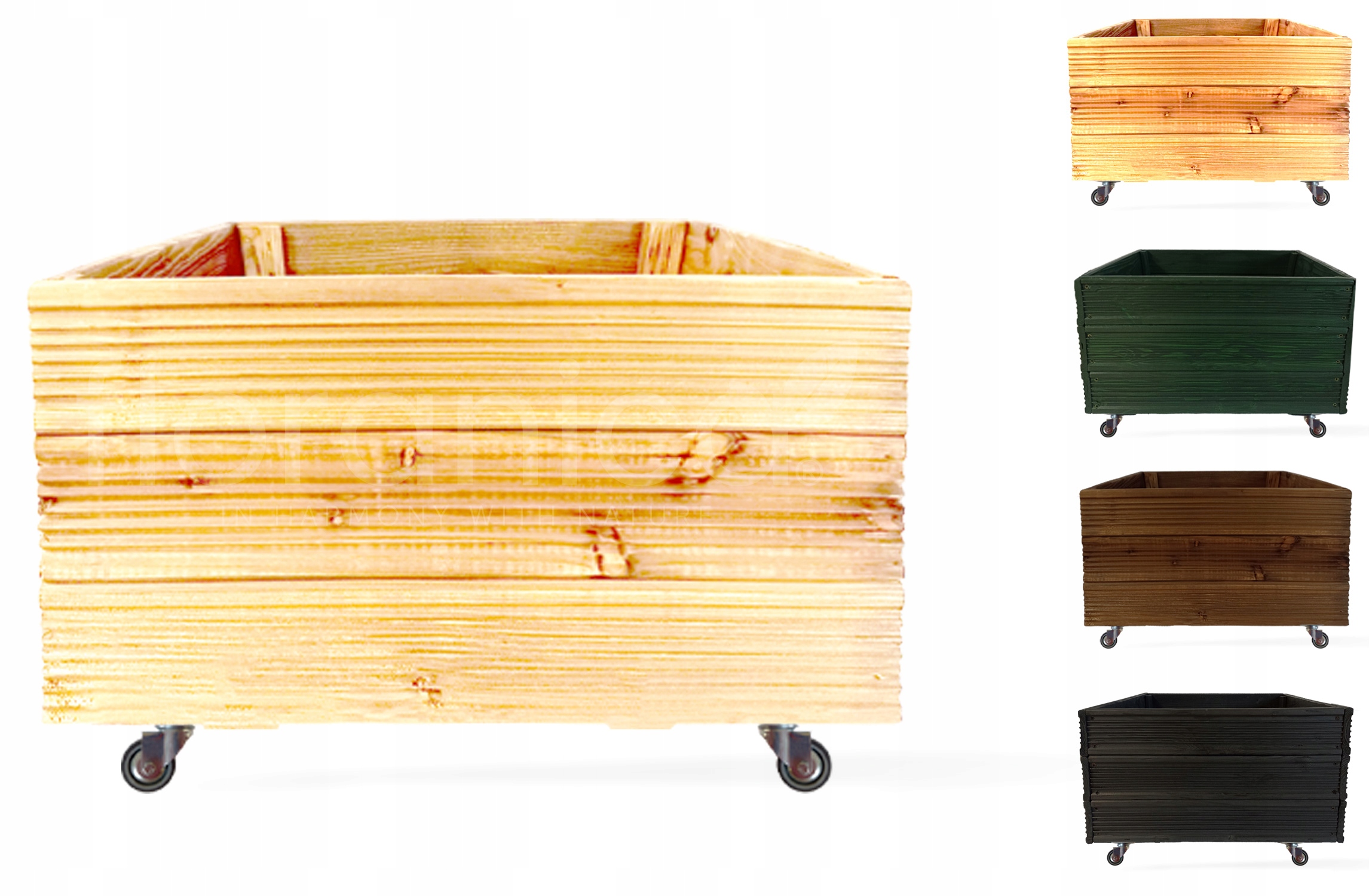 Skrzynka 50x53x28cm modrzewiowa z kołami surowa