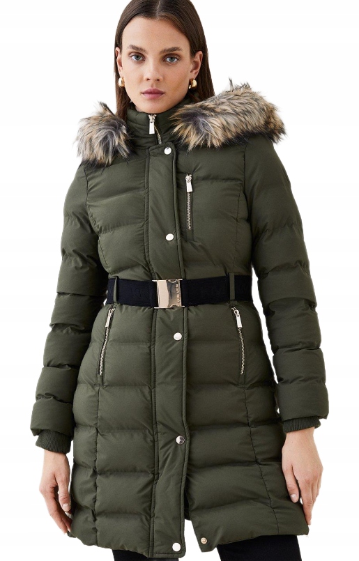 Karen Millen Zimní Bunda Péřová Khaki 42 M4P