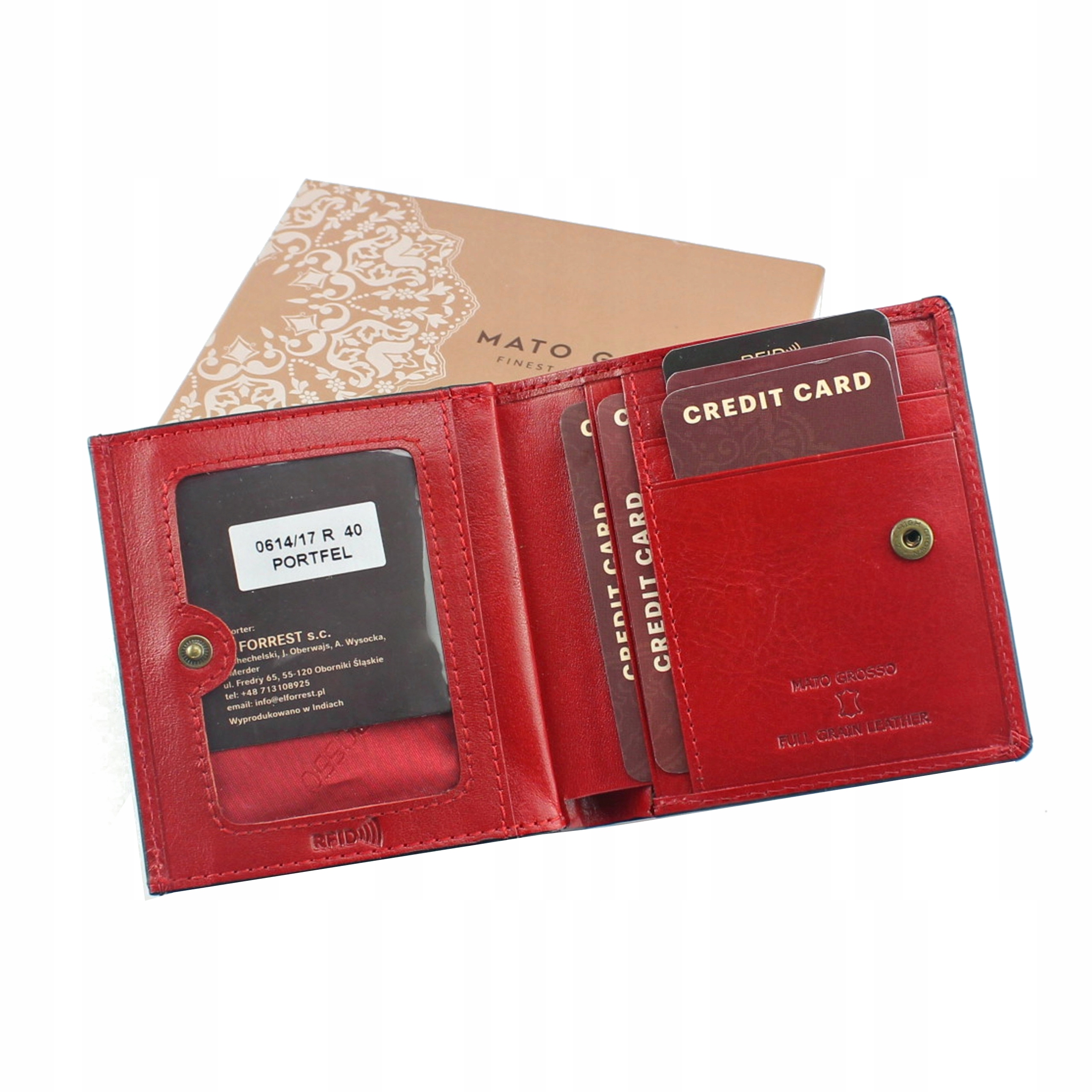 

Portfel Skórzany damski Włoska Skóra Czerwony