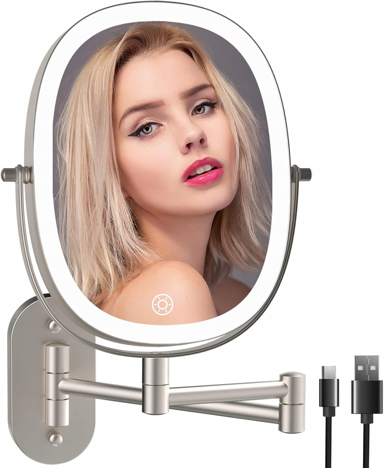 Zrkadlo na make-up s Led podsvietením, obojstranné, zväčšovacie x1/x7