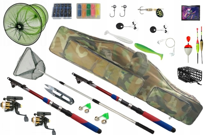 Duży Zestaw Wędkarski Na Ryby Z Podbierakiem Wędki Kołowrotki Pokrowiec