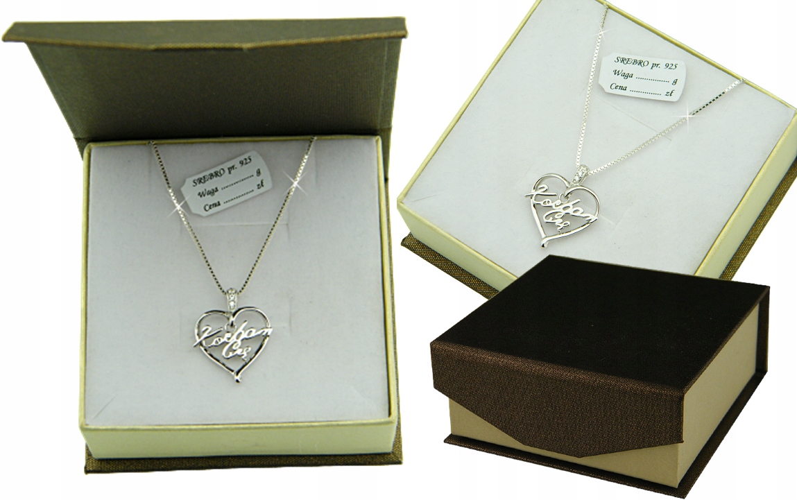 

Kocham Cię Serduszko Z Łańcuszkiem Na Prezent 925