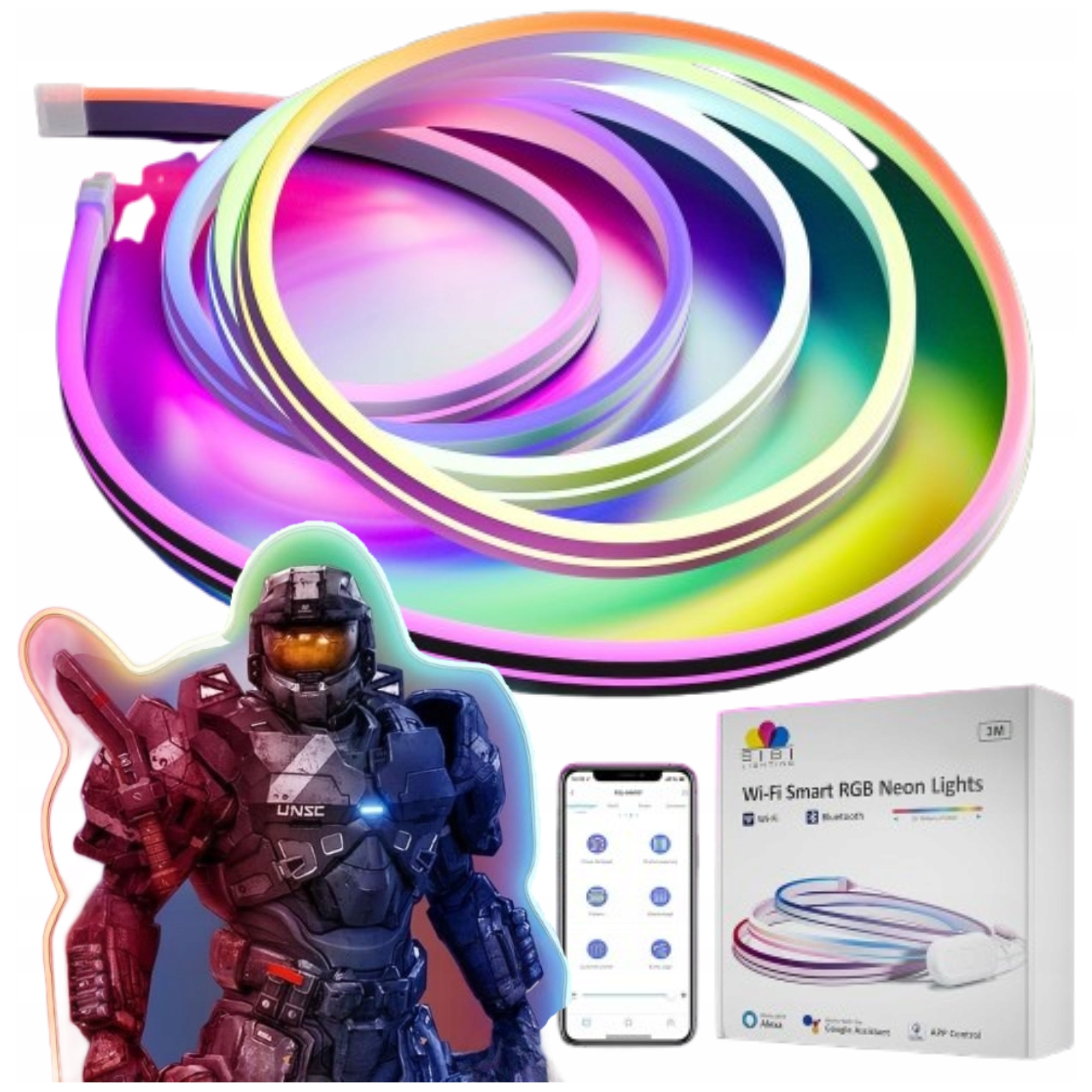 Neonová Led páska Rgbic 3 m Ovládání Aplikace Hudba Alexa Dekorace