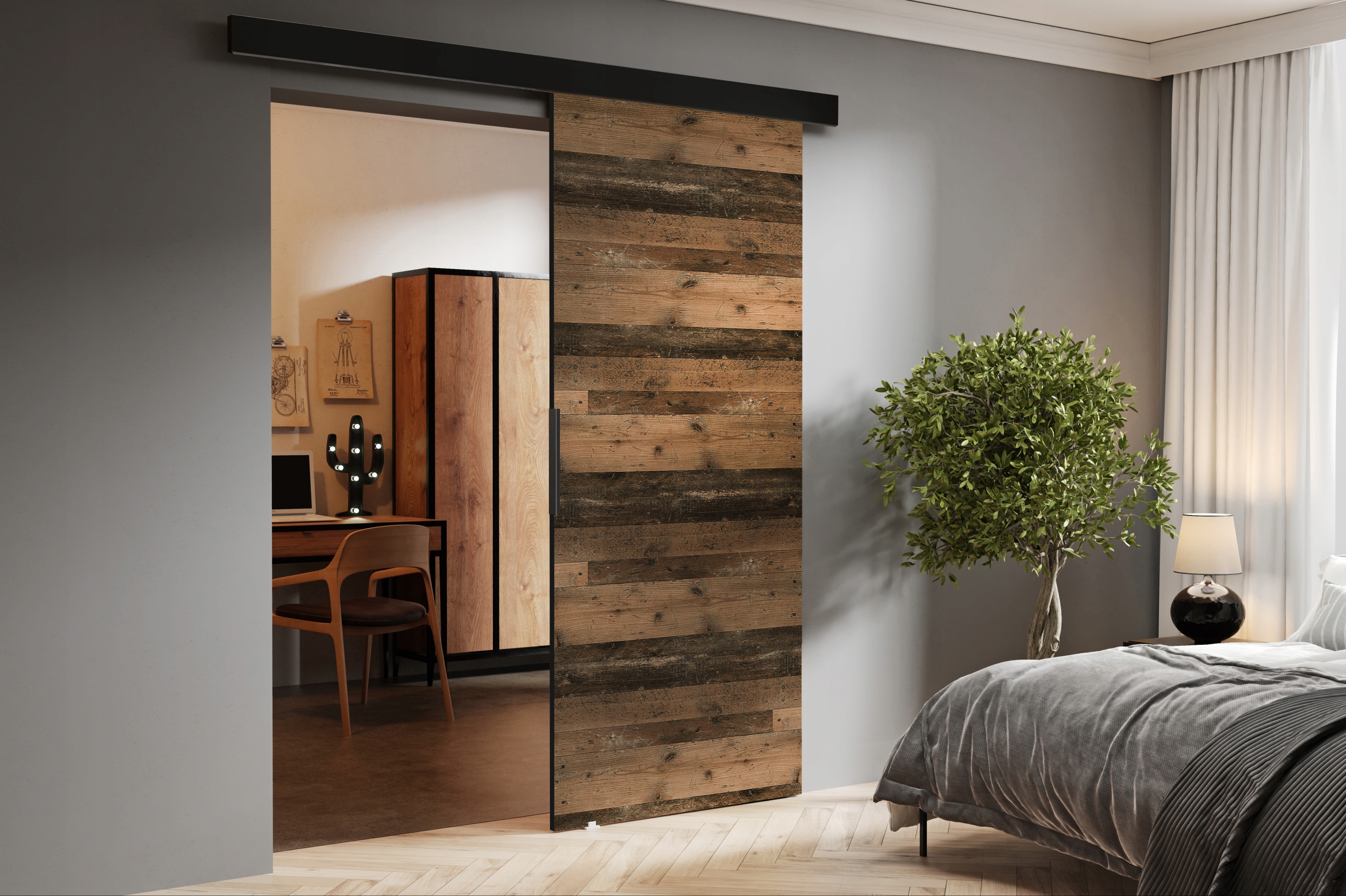 Drzwi przesuwne naścienne MULTI 90 zabudowa Marka Kier