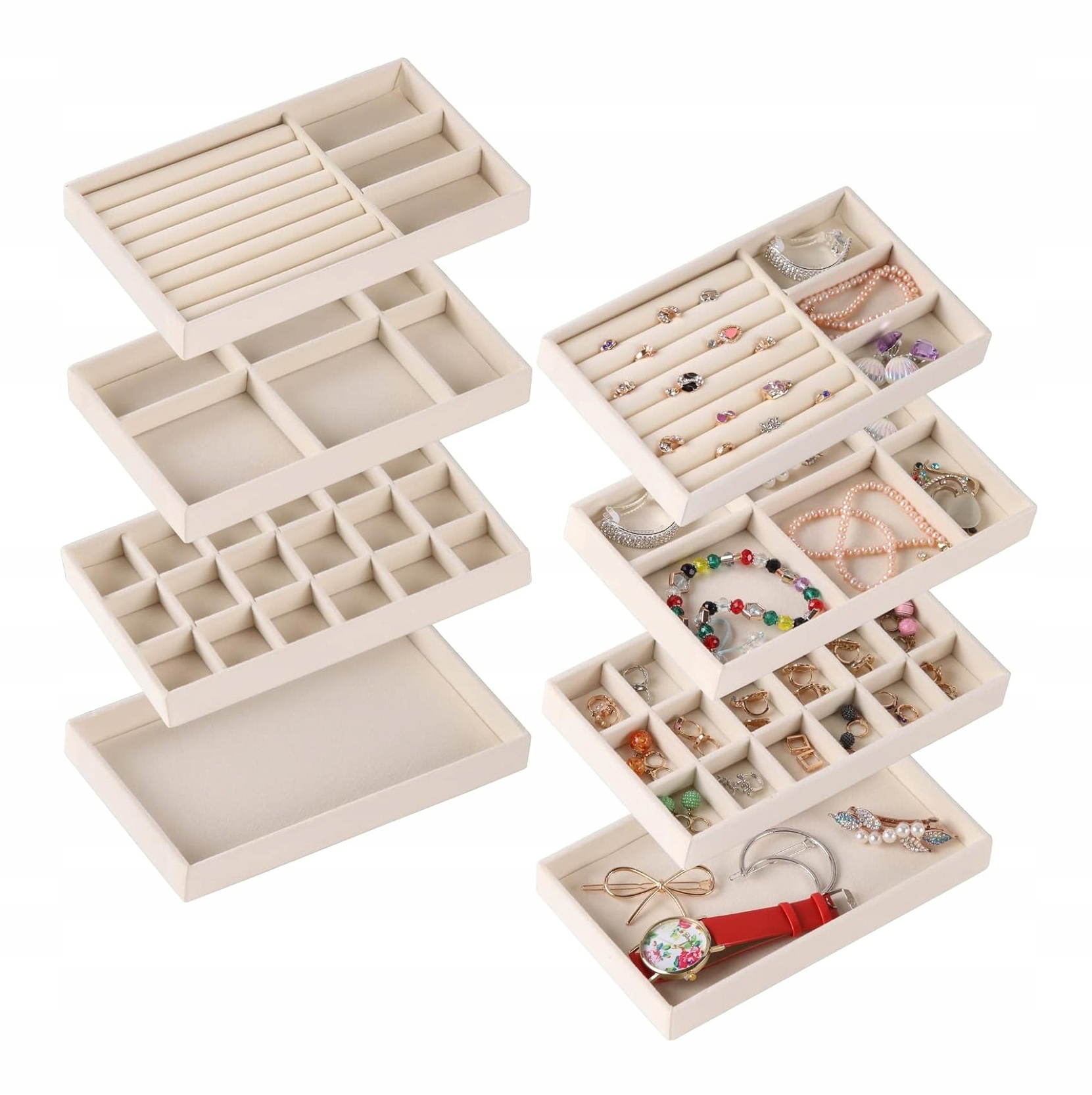 Organizér Na Šperky sada 8 kusů krabička ecru