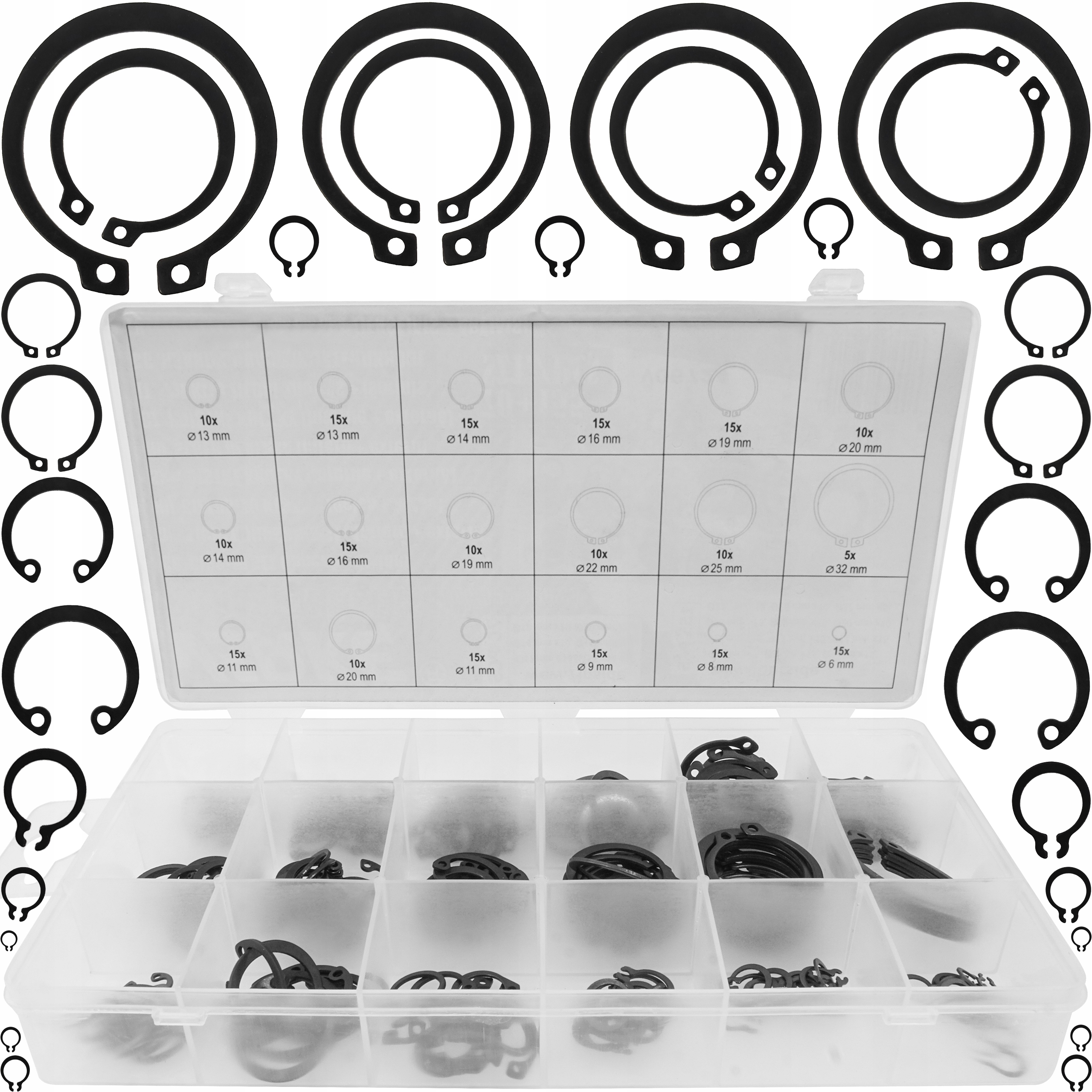 PIERŚCIENIE SEGERA WEWNĘTRZNE ZEWNĘTRZNE OSADCZE SEGERY ZESTAW PIERŚCIENI