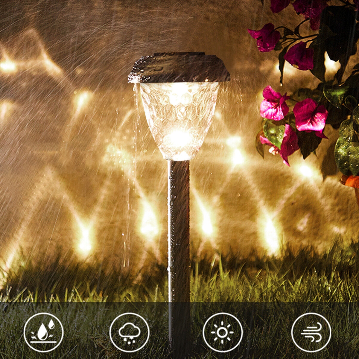 LAMPA SOLARNA LAMPKI SOLARNE AŻUROWY WZÓR OGRODOWA LAMPA SŁUPKOWA 4 SZTUKI Średnica/szerokość 11 cm