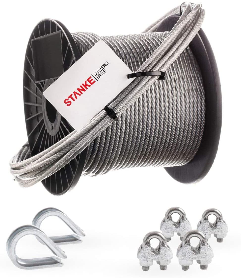 Zestaw: lina ocynkowana 40m, 2kausze, 4zaciski