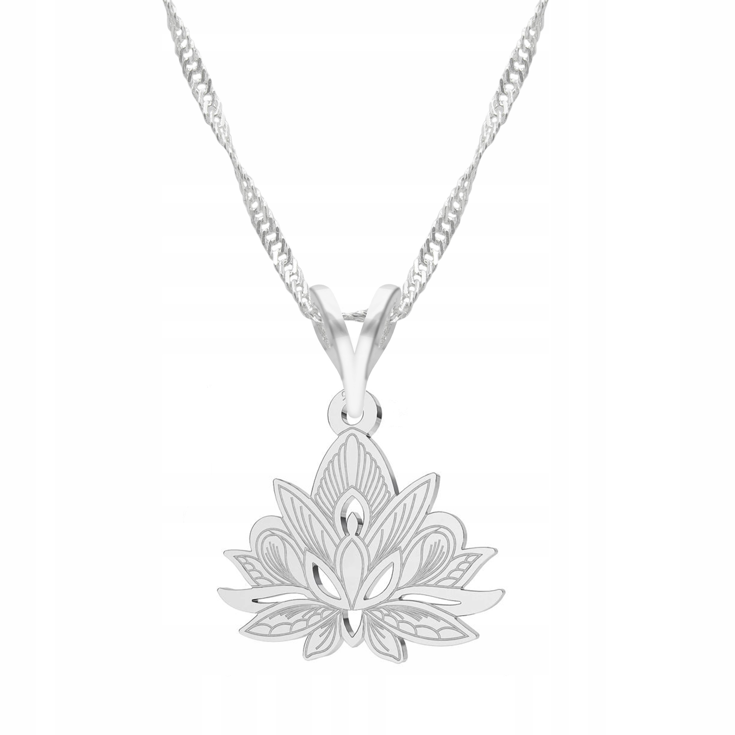 Stříbrný řetízek náhrdelník 925 Květ Lotosu