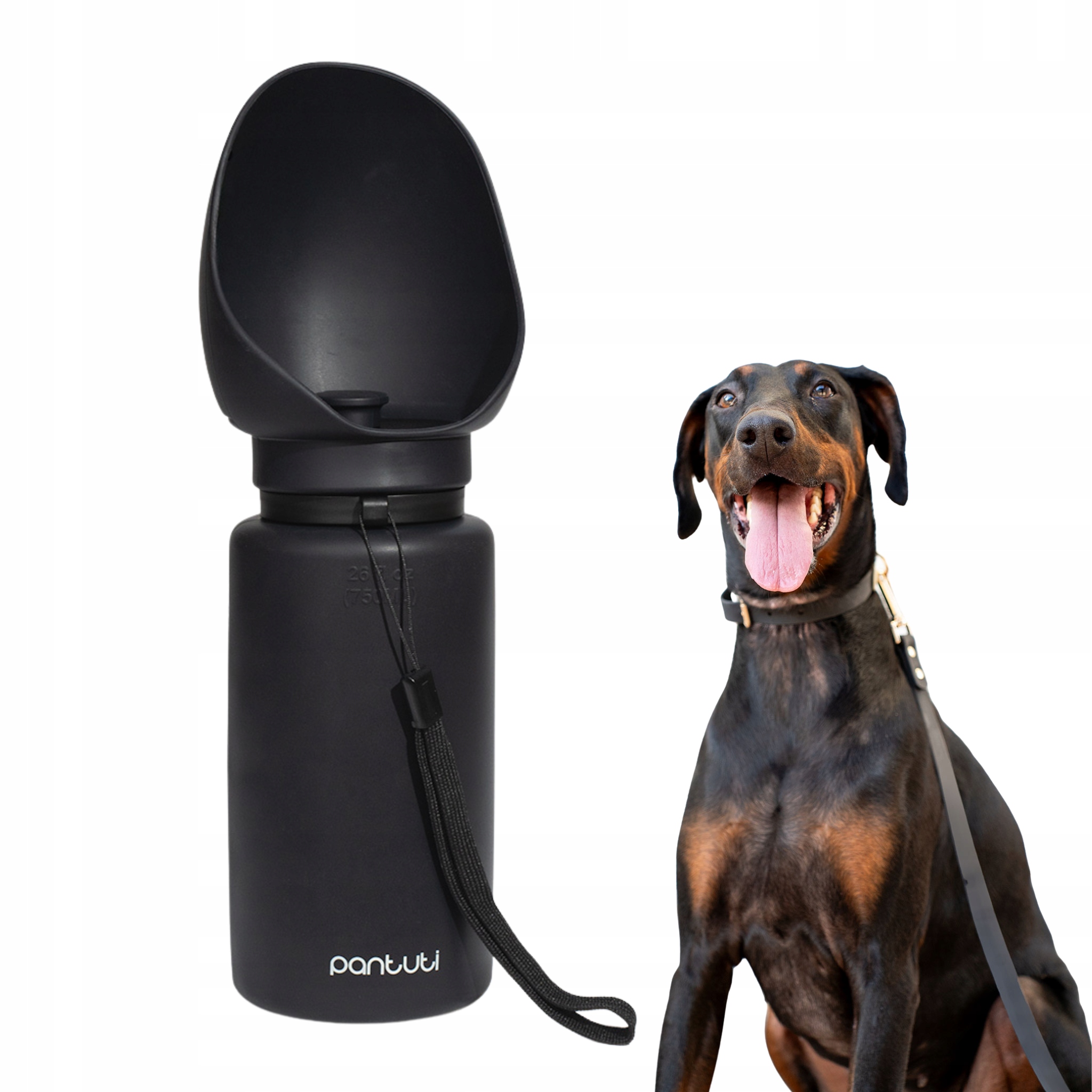 Skládací silikonová turistická láhev pro psa Monte černá 750 ml