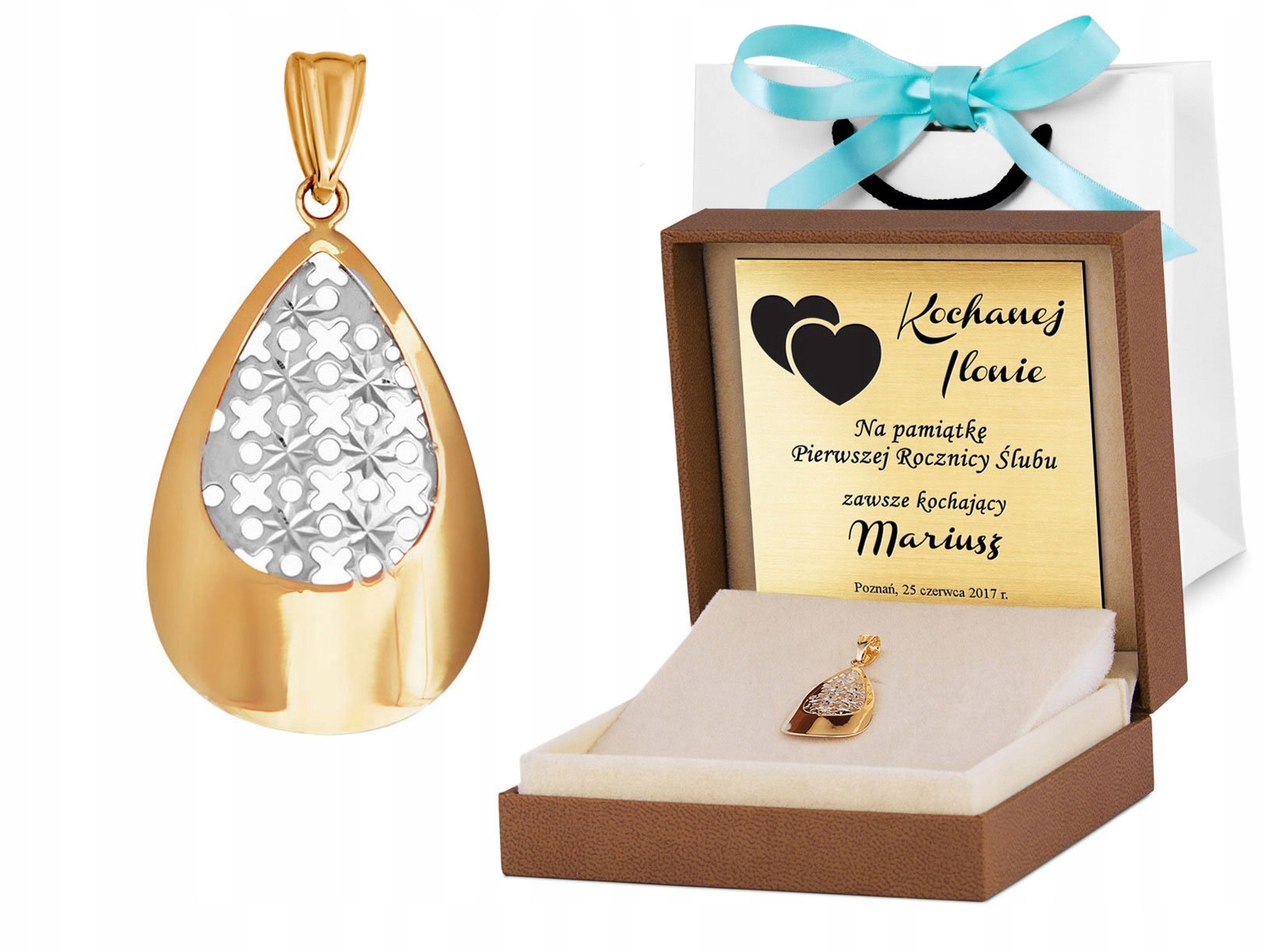 

Złota Zawieszka 333 Boho Owal Prezent Grawer