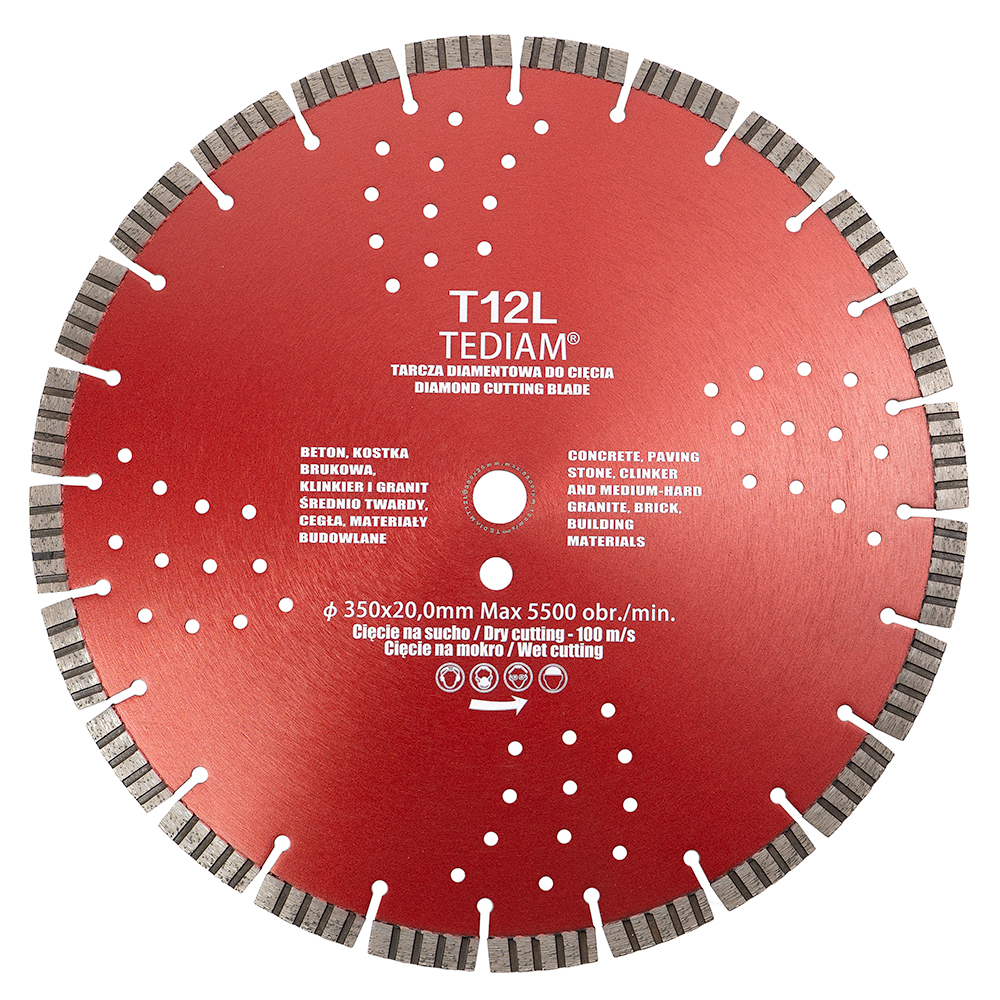 Diamantový Kotouč beton cihlová kostka granit 350/20 Tediam T12