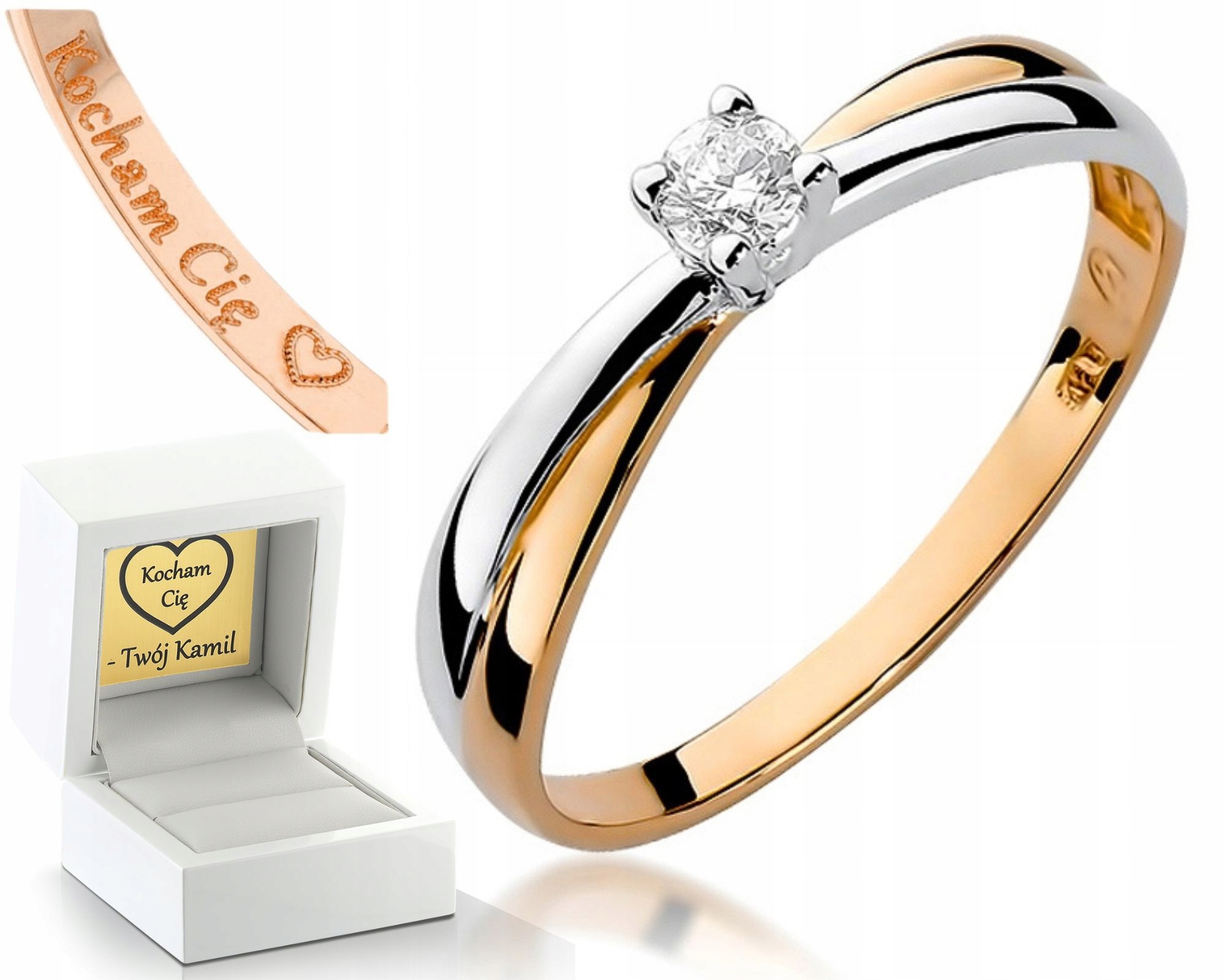 Prstýnek S Briliantem 0,08 Ct Růžové Zlato 0,585 Zlato