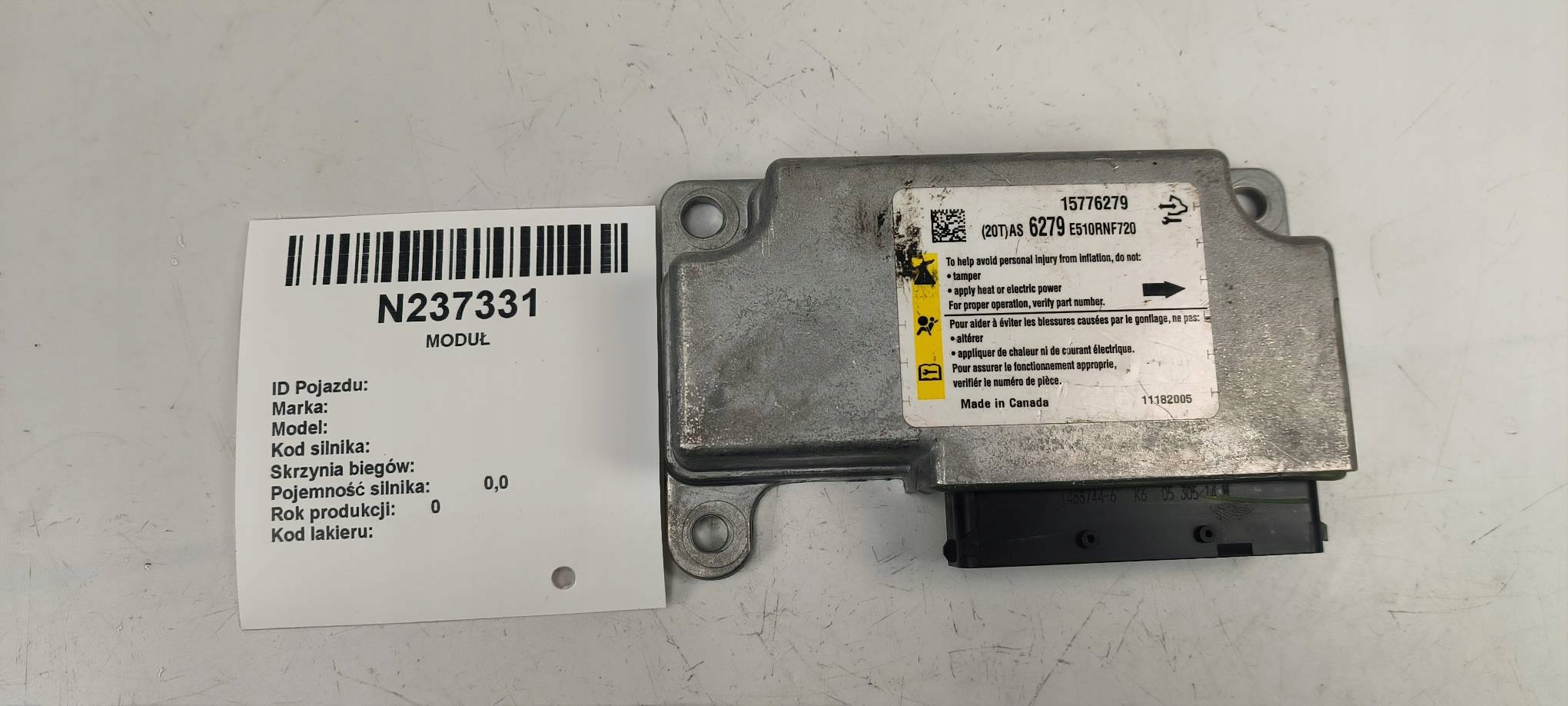 SENSOR airbag airbag 15776279 CADILLAC DTS
