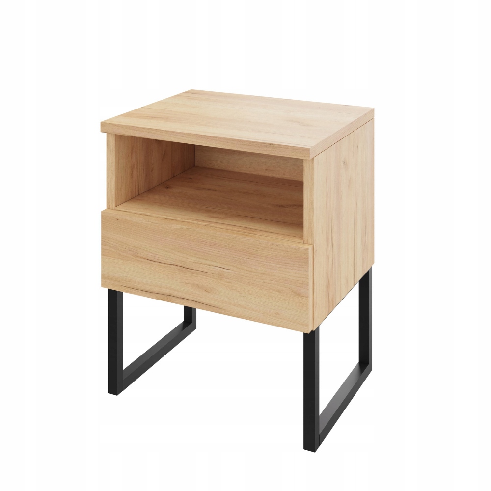 Noční stolek s nožičkami, šuplík a polička, click-on, dub craft, šířka 50 cm