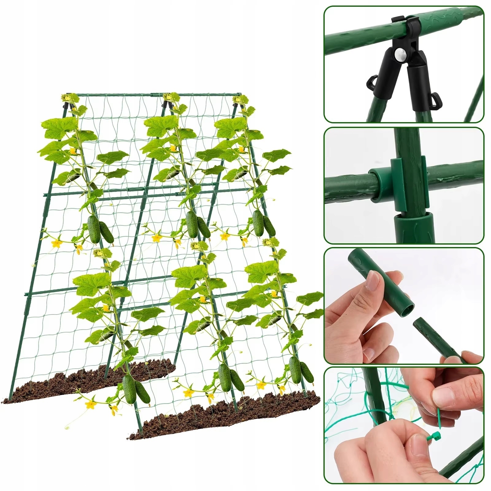 TYCZKI DO ROŚLIN OGÓRKÓW POMIDORÓW STELAŻ DO PNĄCYCH WARZYW PODPORA SIATKA