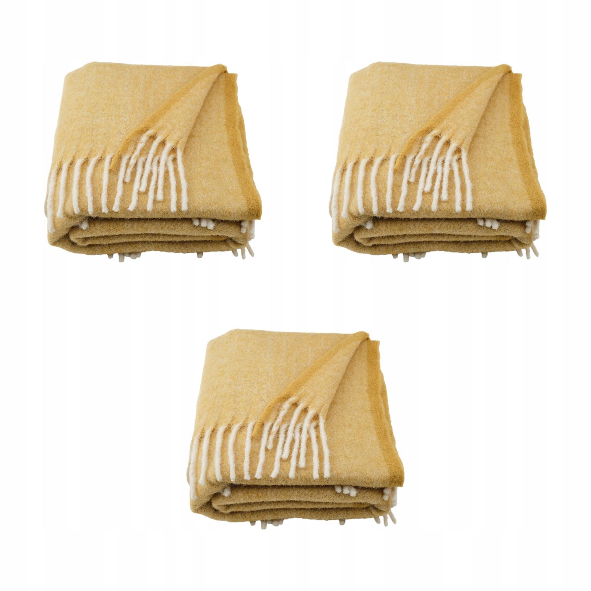 3 ks Pléd béžovožlutý 130 x 170 cm z recyklovaného polyesteru Klippoxel