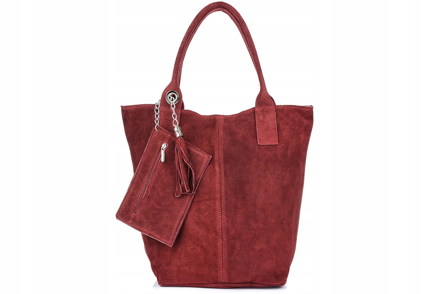 Bordó kožená semišová taška klasická velká A4 s kapsou L82