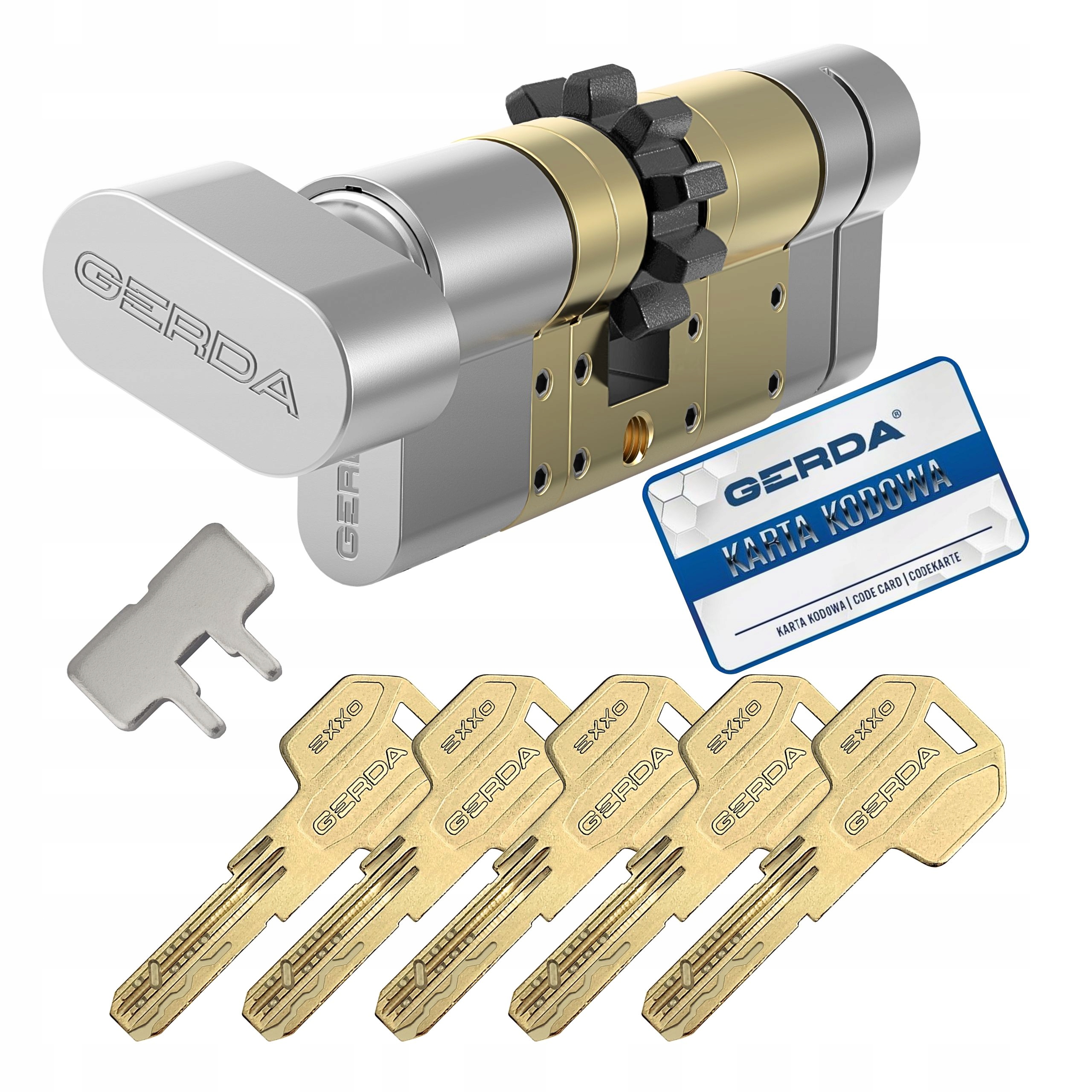 Vložka Gerda Exxo Smart modular 36/45GZ s knoflíkem a ozubeným kolem, saténový nikl